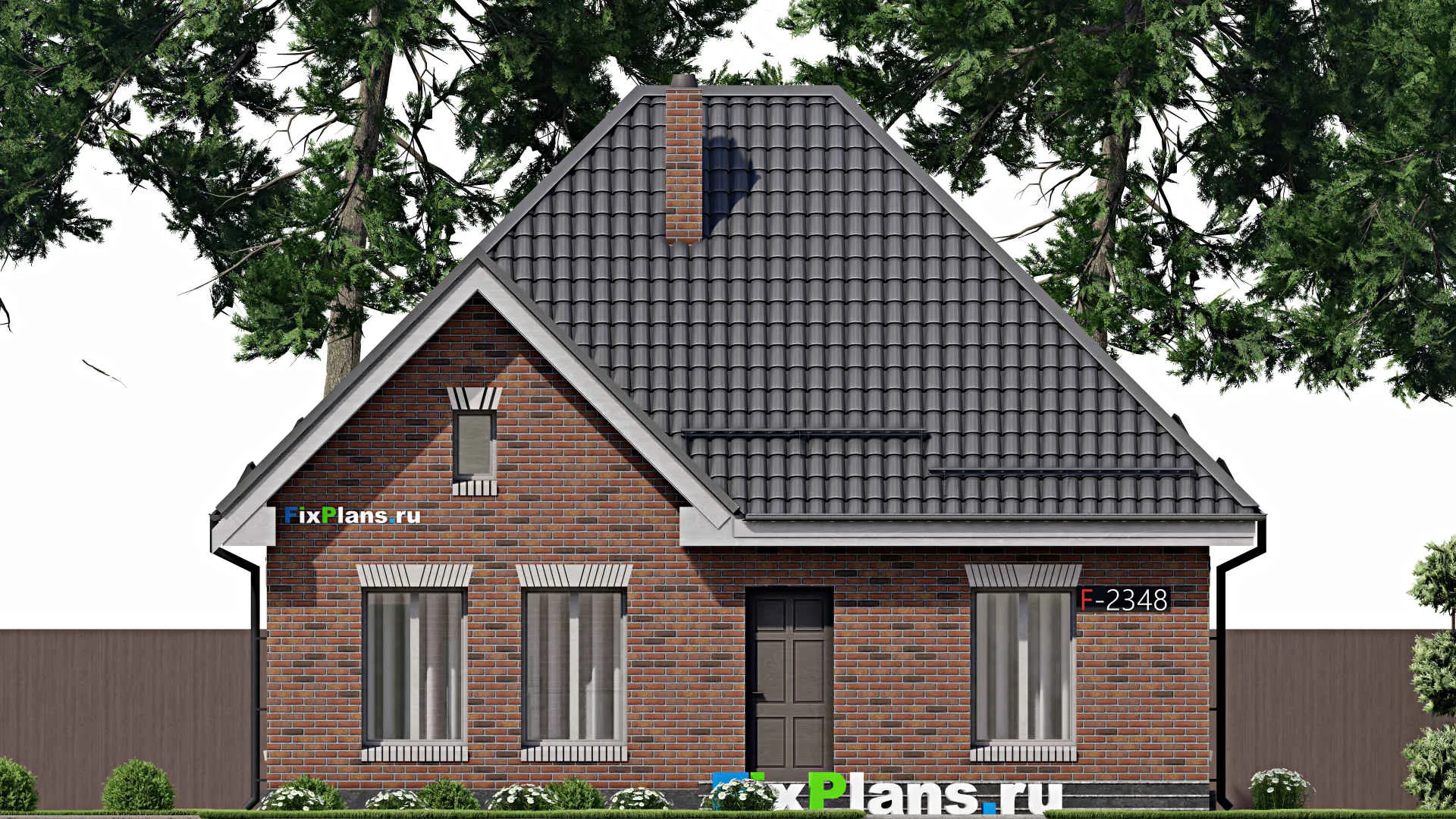 F-2348 - План одноэтажного дома 9 на 11, площадью 80 м² с 3 спальнями