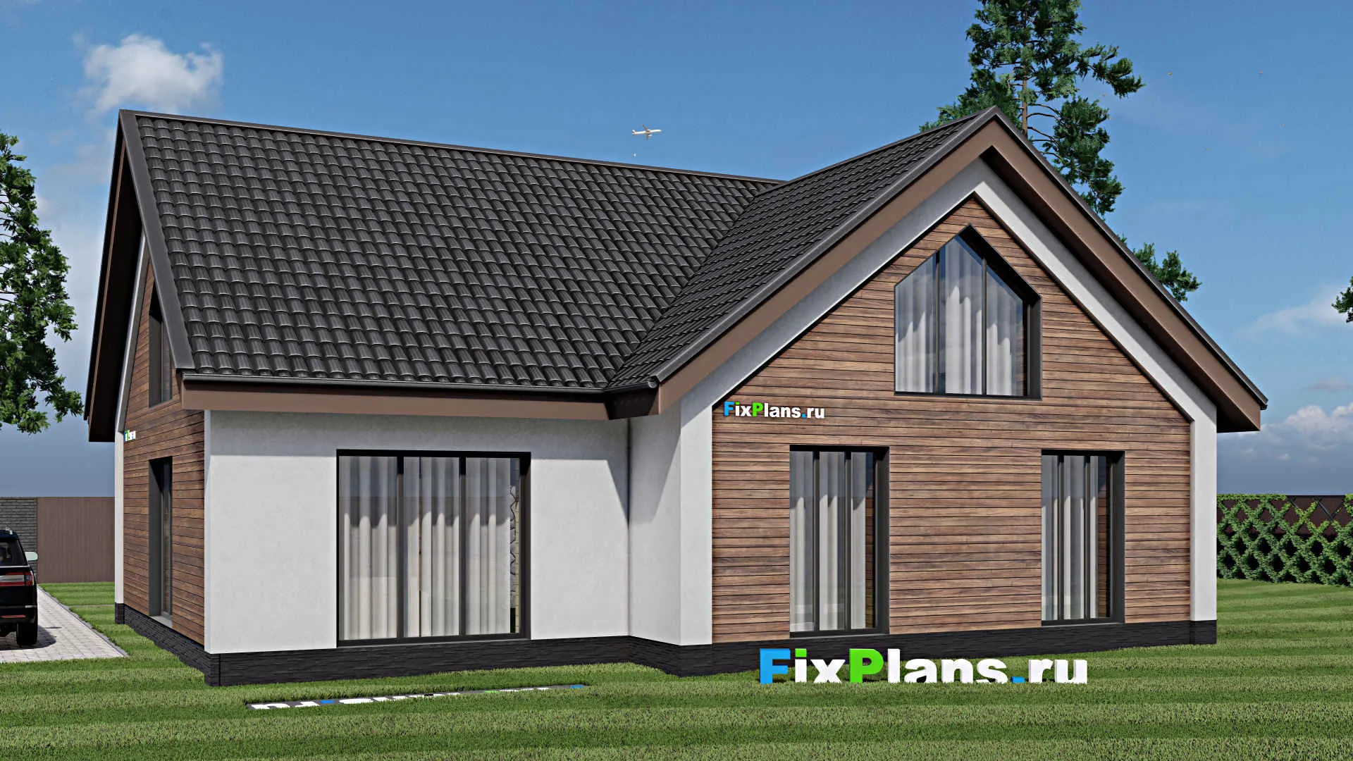 F-1007 - Проект дома с мансардой 12 на 15, площадью 230 м² с 6 спальнями