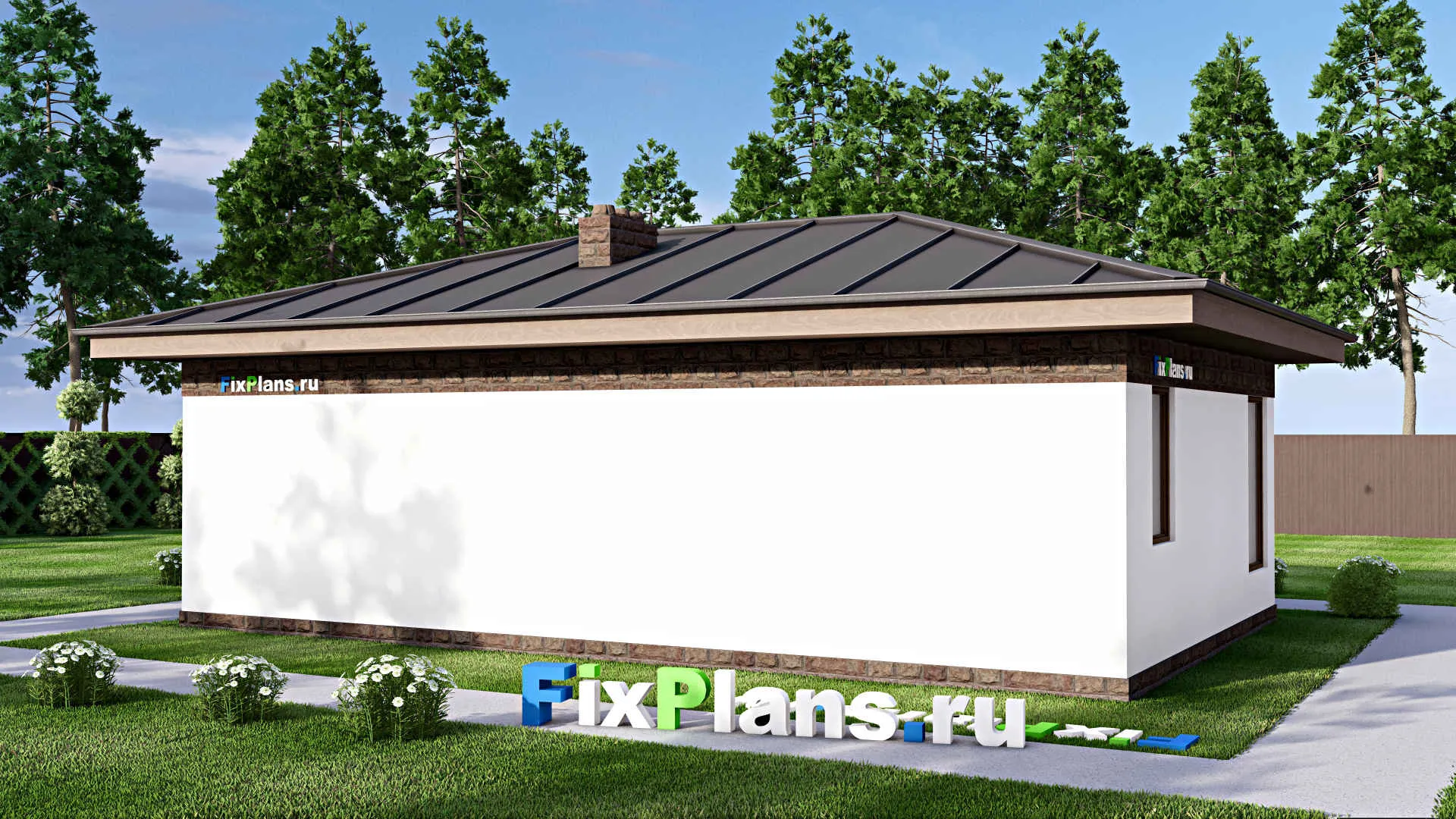 F-15038 - Проект бани 9 на 12, площадью 70 м² с комнатой отдыха, бассейном и санузлом