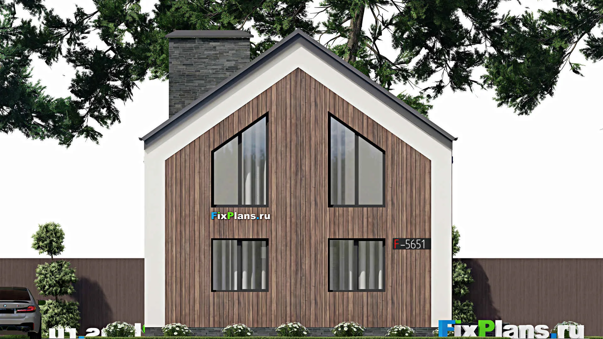 F-5651 - Проект дома с мансардой 9 на 15, площадью 160 м² с террасой и 2 спальнями