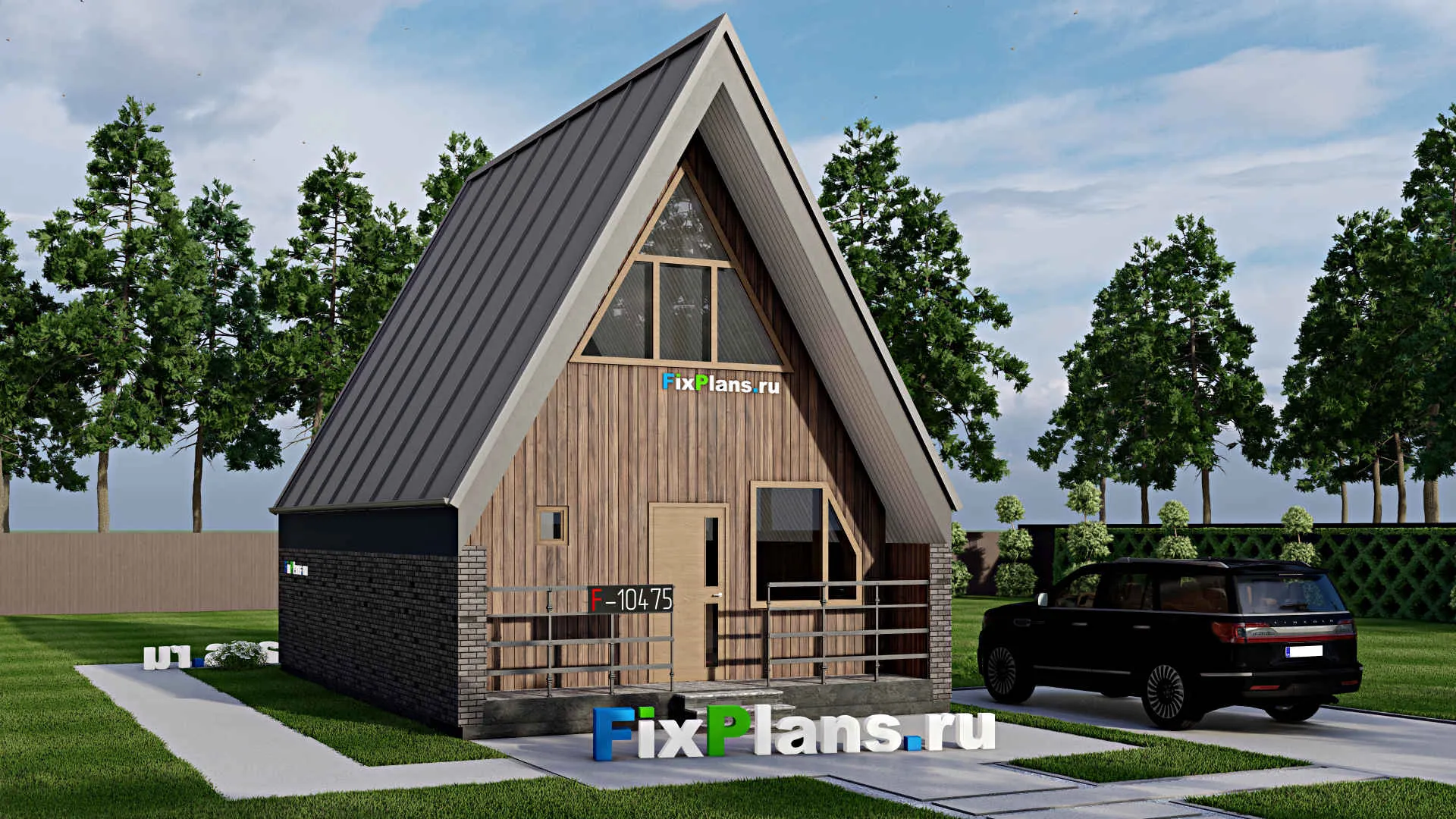 F-10475 - Проект дома с мансардой 7 на 10, площадью 70 м² с 2 спальнями