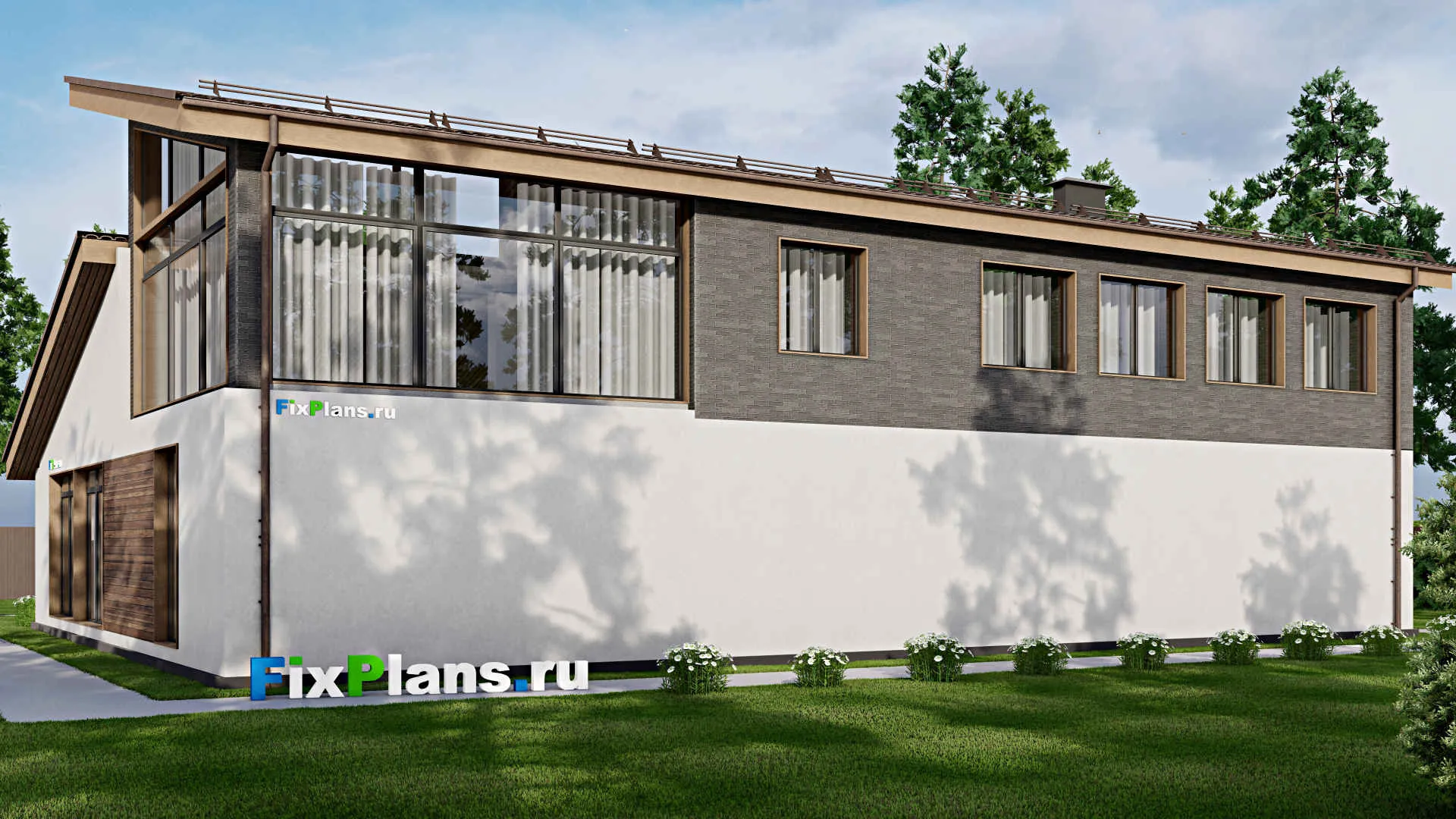 F-5264 - Проект дома с мансардой 19 на 23, площадью 390 м² с спортзалом и 5 спальнями