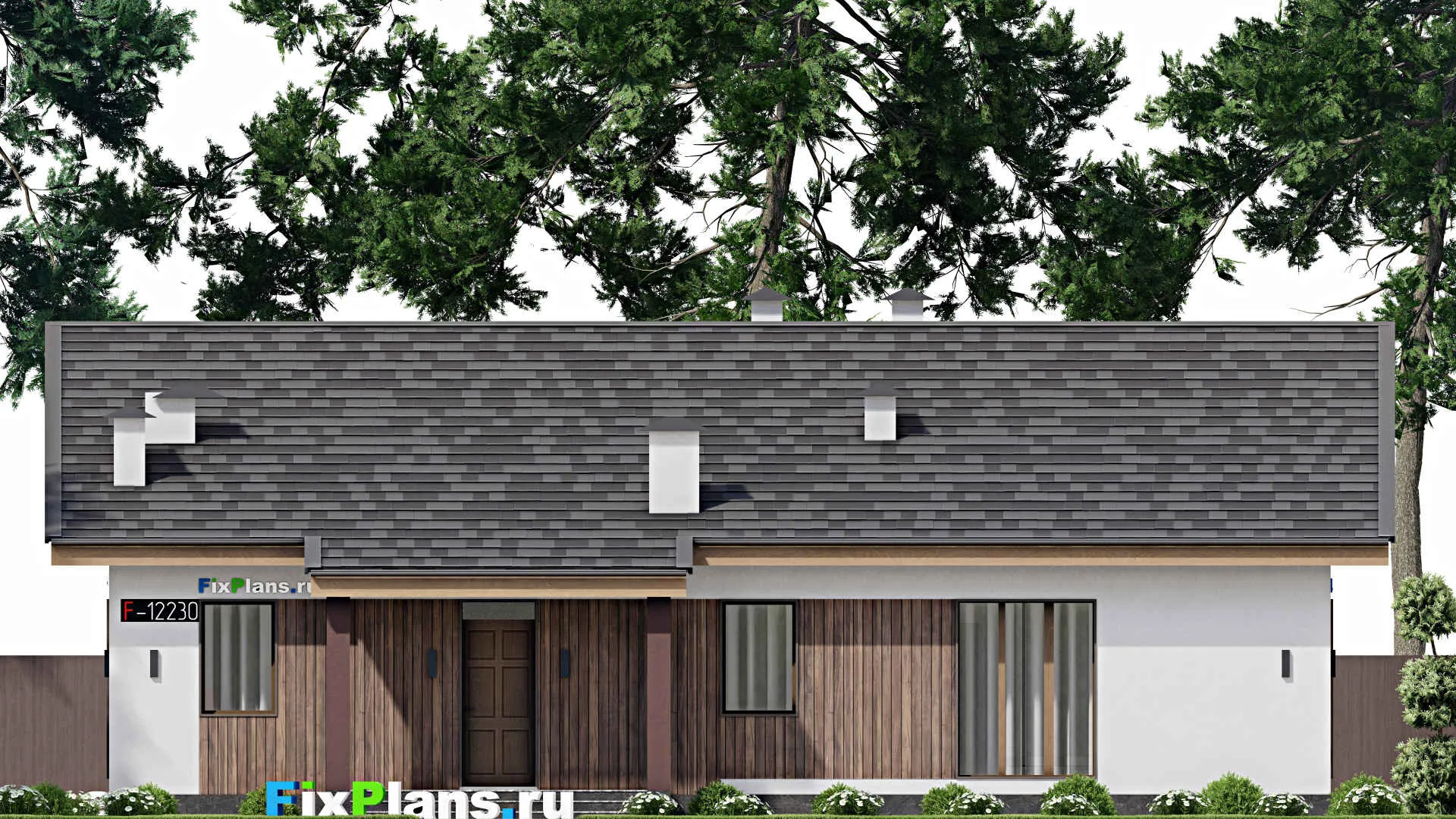 F-12230 - Проект одноэтажного дома 16 на 16, площадью 180 м² с 4 спальнями