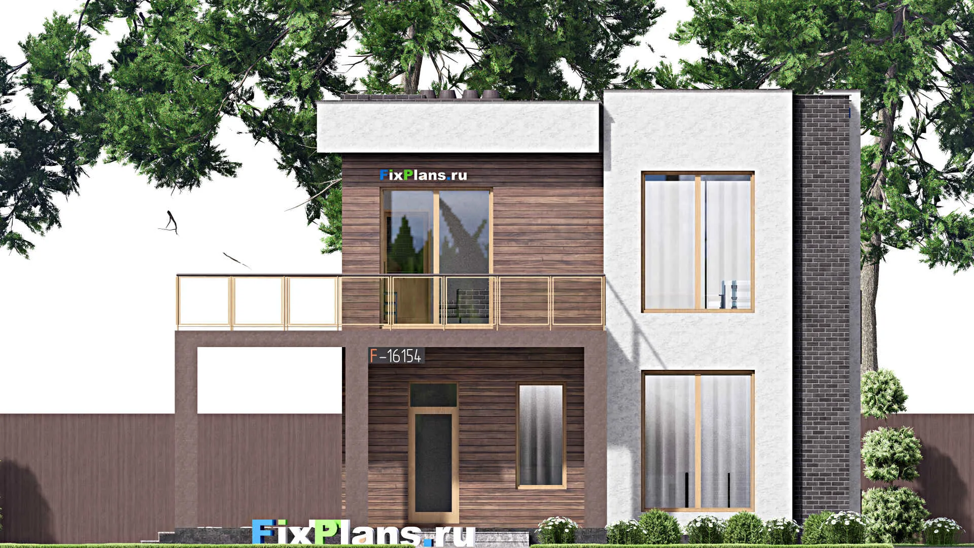 F-16154 - Планы двухэтажного дома 10 на 13, площадью 160 м² с террасой, балконом и 2 спальнями