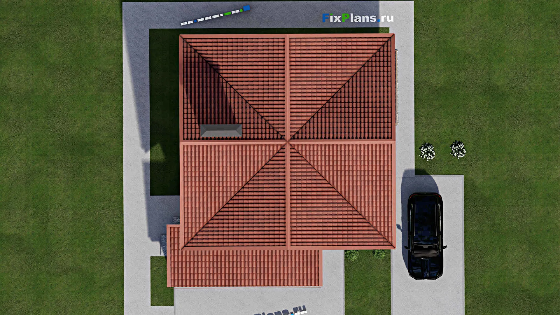 F-7163 - Планы двухэтажного дома с мансардой 12 на 14, площадью 280 м² с террасой, балконом и 4 спальнями
