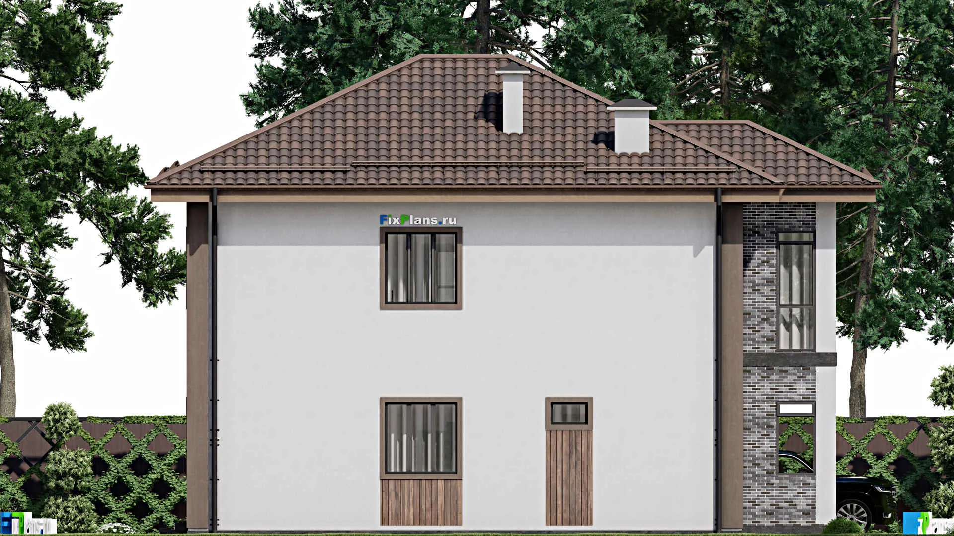 F-12203 - Проект двухэтажного дома 10 на 13, площадью 170 м² с балконом и 5 спальнями