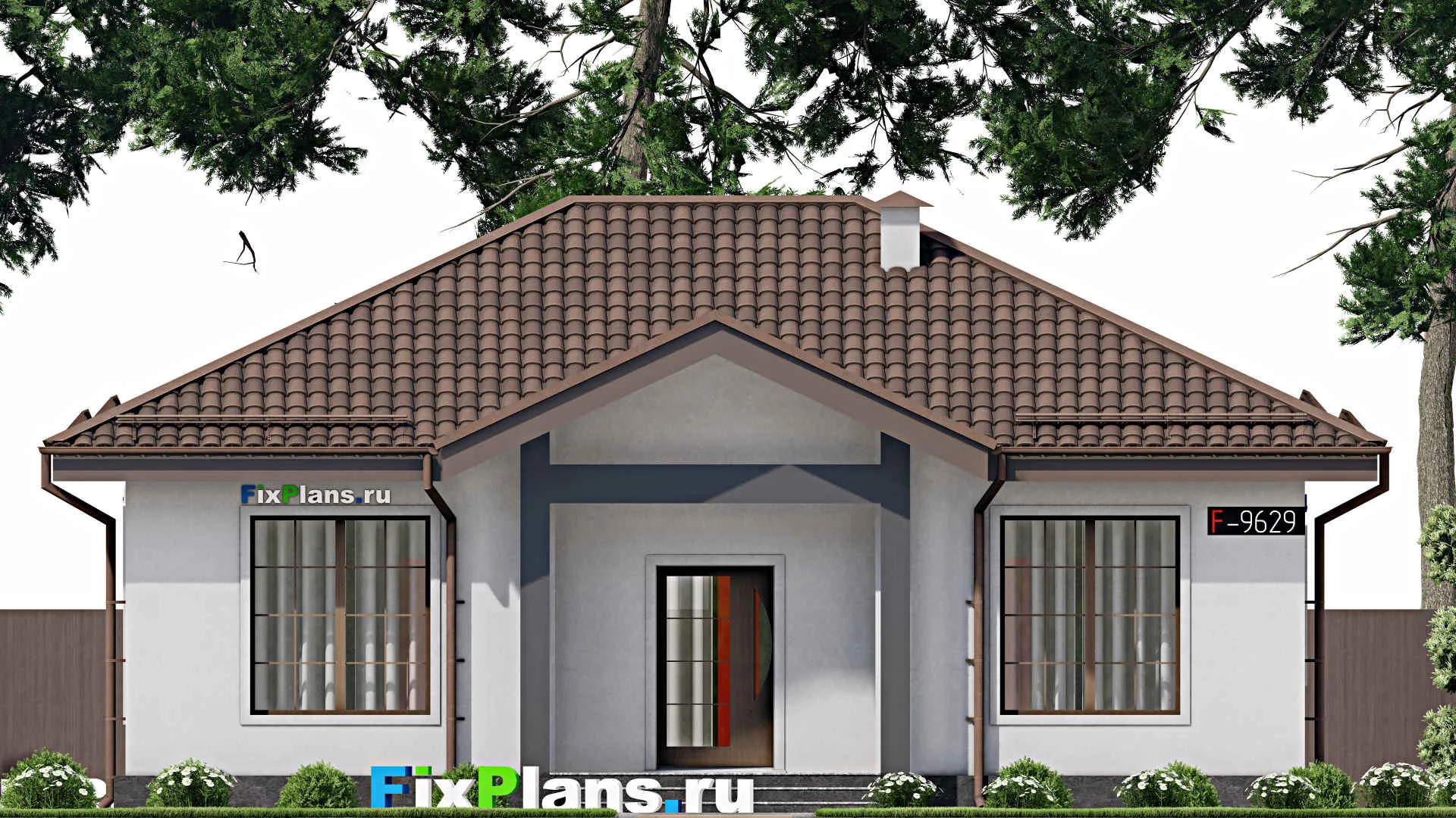 F-9629 - Проект одноэтажного дома 10 на 13, площадью 100 м² с 3 спальнями