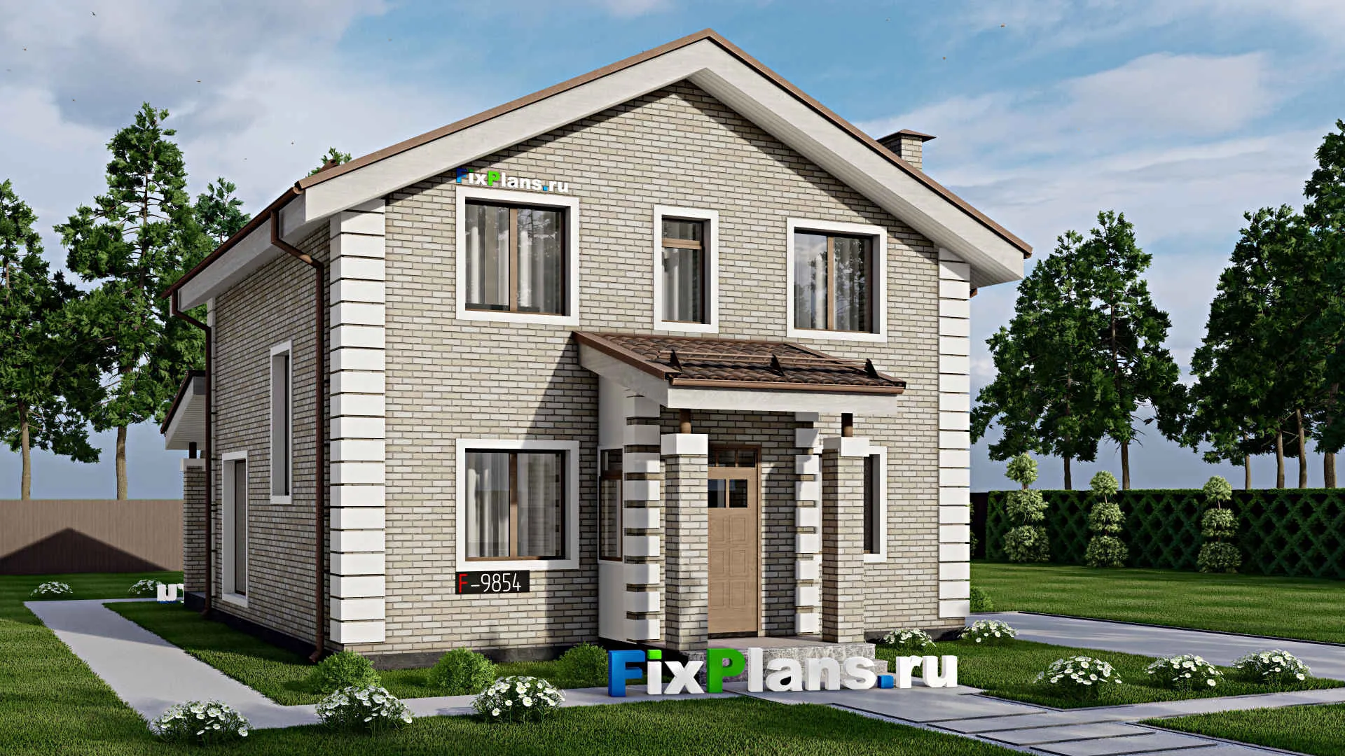 F-9854 - Проект дома с мансардой 10 на 15, площадью 160 м² с террасой и 3 спальнями