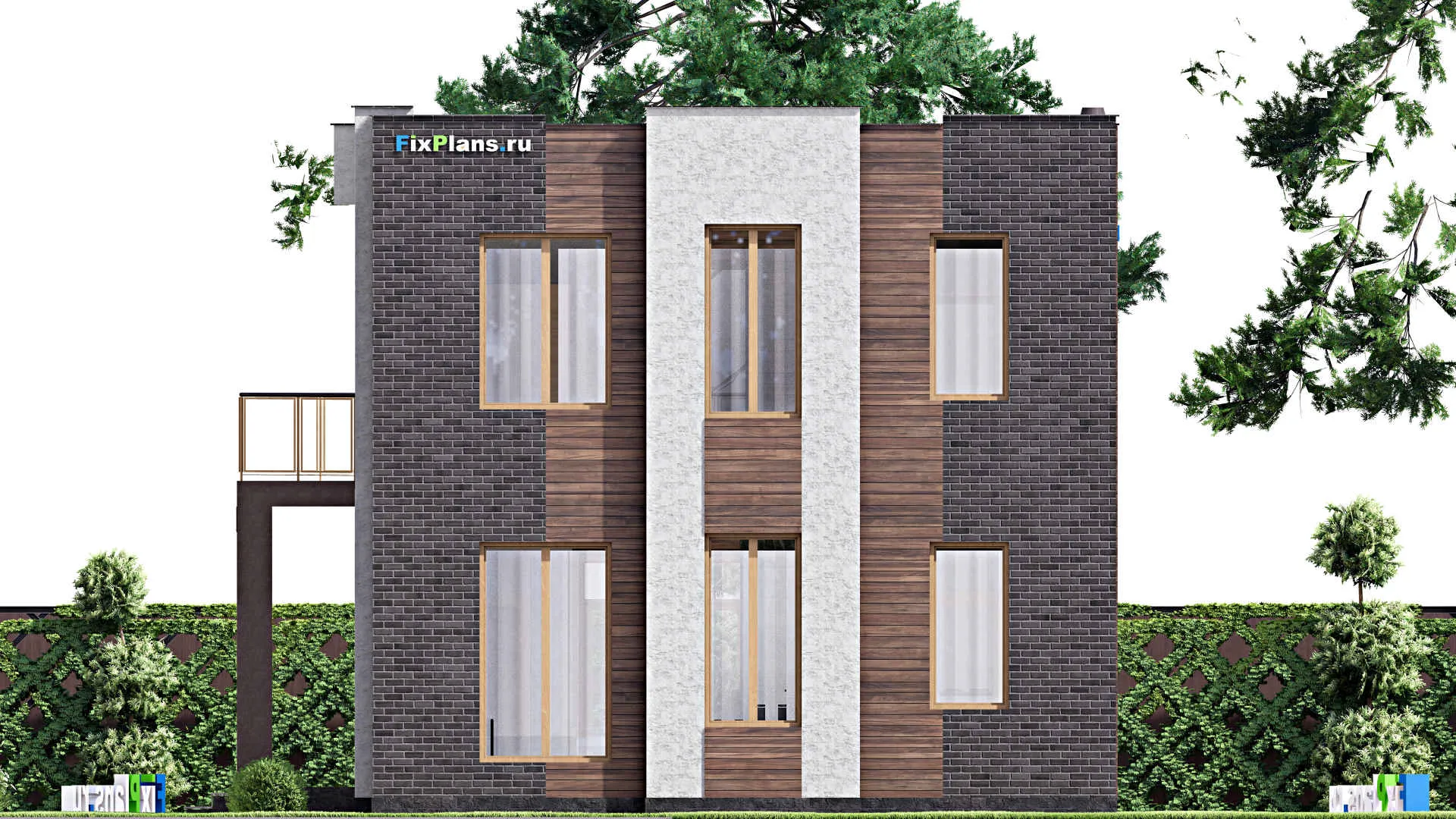 F-16154 - Планы двухэтажного дома 10 на 13, площадью 160 м² с террасой, балконом и 2 спальнями