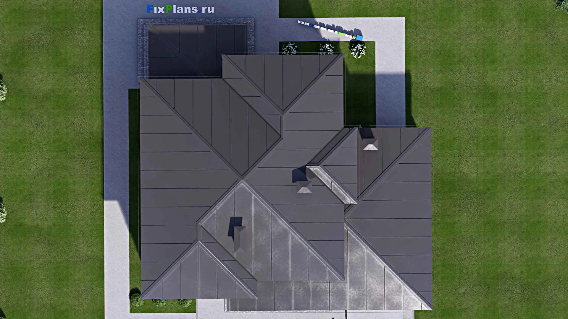 F-12941 - Проект двухэтажного дома 17 на 17, площадью 260 м² с террасой, гаражом на 1 машину и 4 спальнями