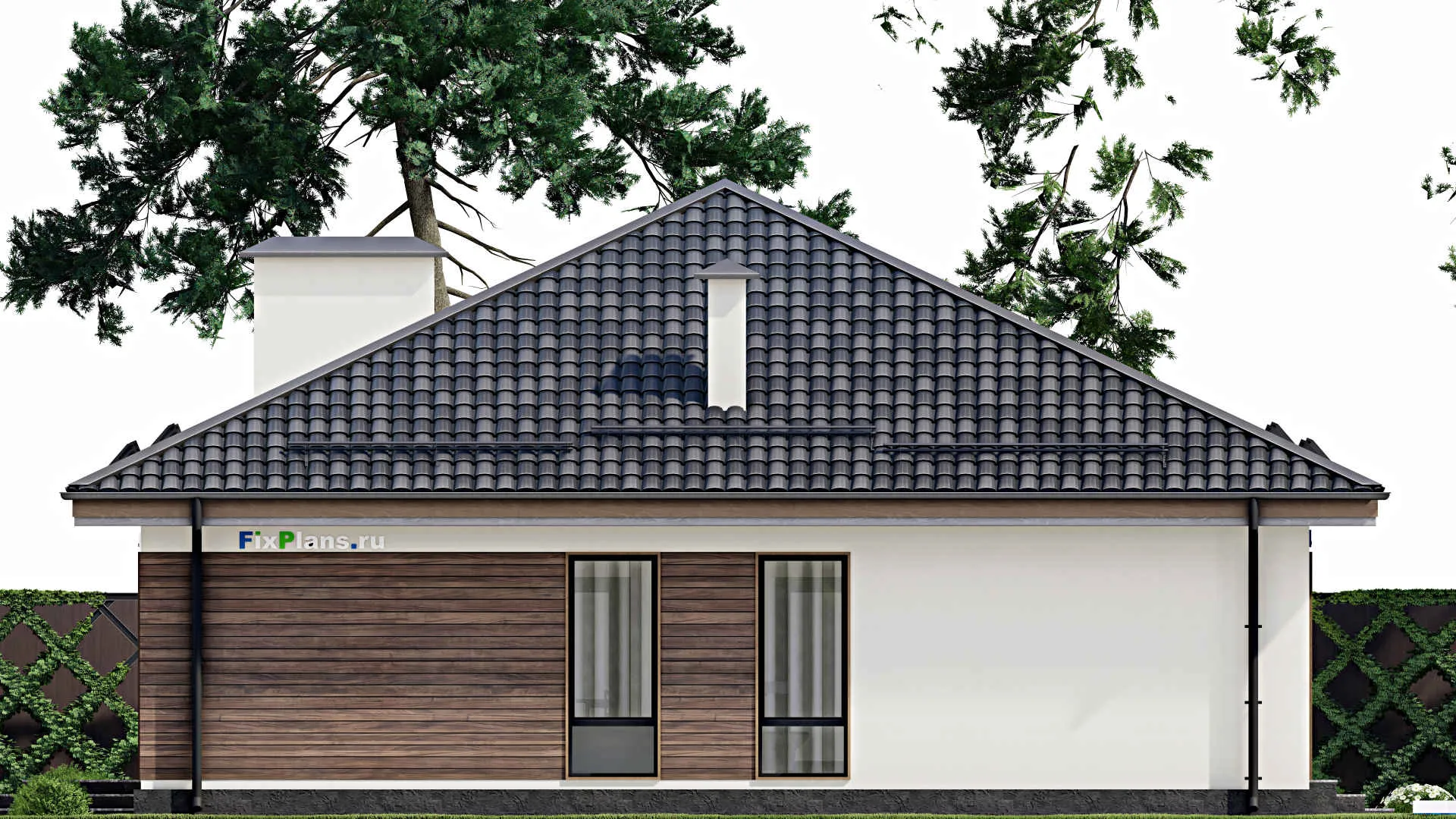 F-5633 - План одноэтажного дома 13 на 15, площадью 140 м² с террасой и 3 спальнями