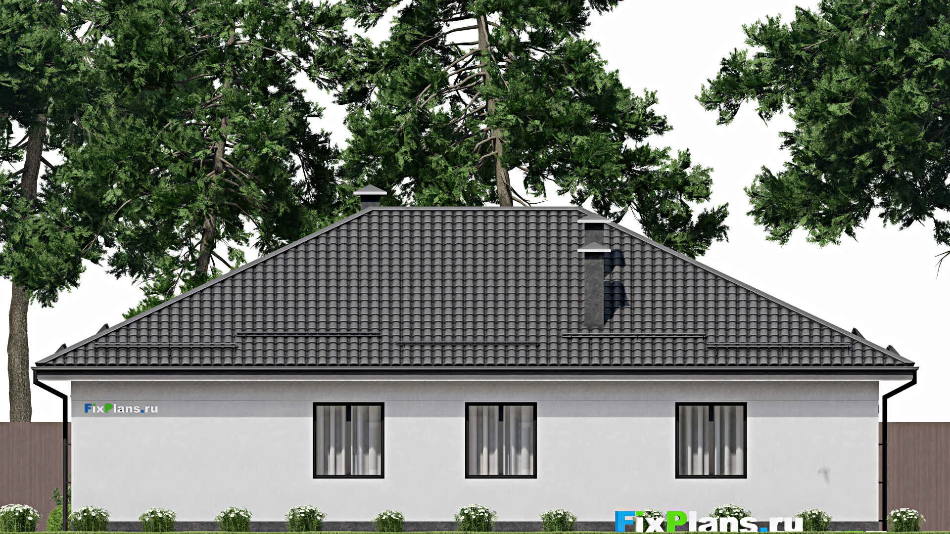 F-2996 - Проект одноэтажного дома 13 на 17, площадью 180 м² с террасой и 4 спальнями