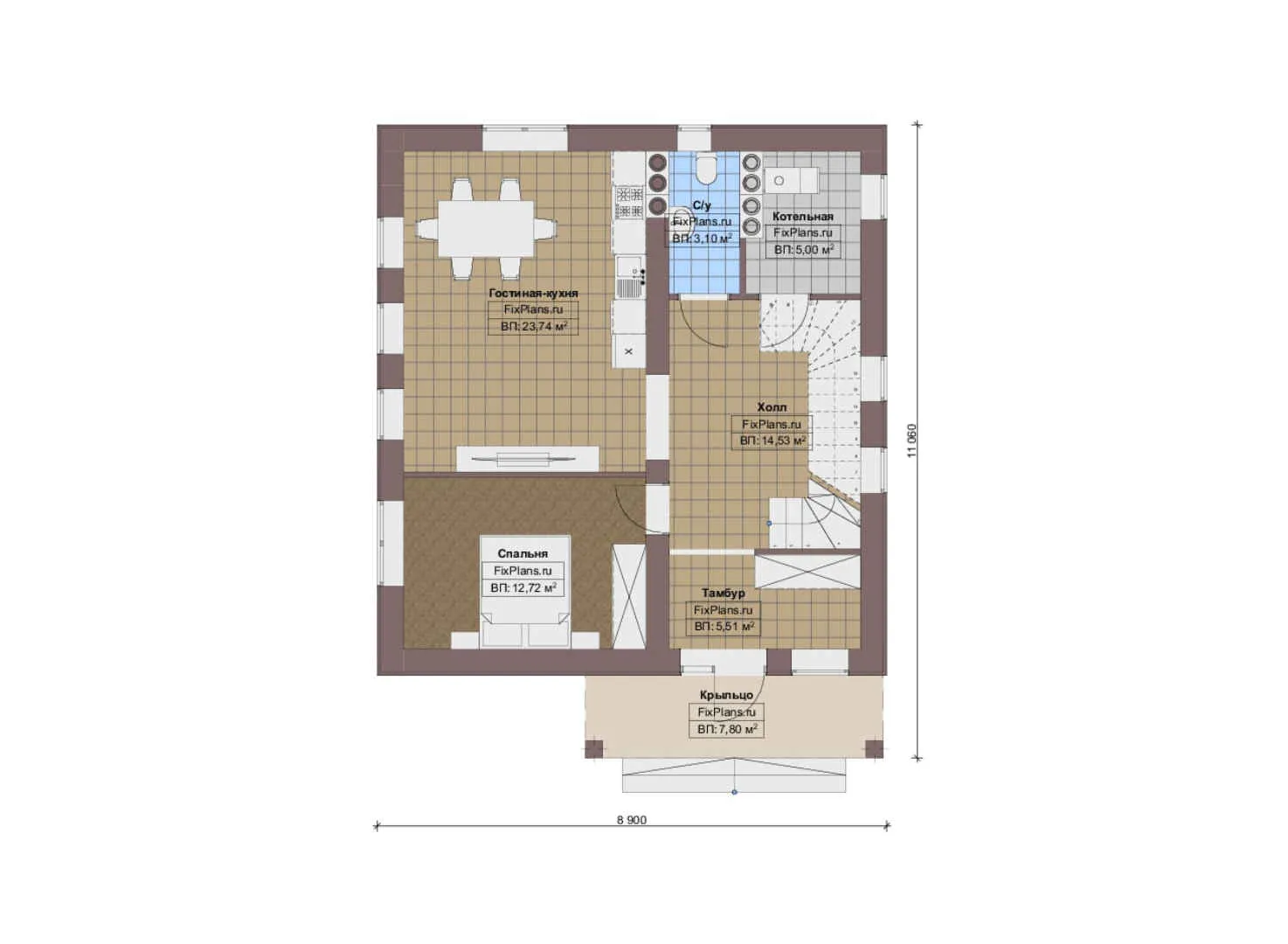 F-16433 - Планы двухэтажного дома 9 на 12, площадью 150 м² с 4 спальнями