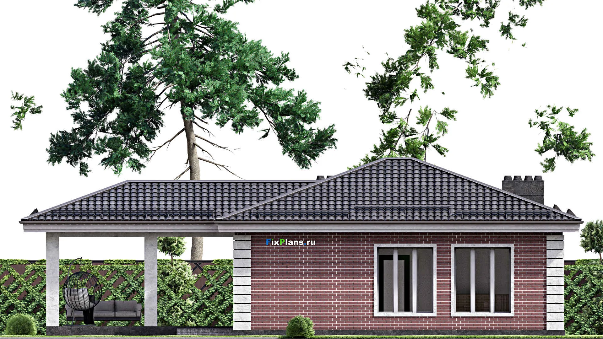 F-15398 - Проект бани 14 на 17, площадью 130 м² с комнатой отдыха, терассой и санузлом