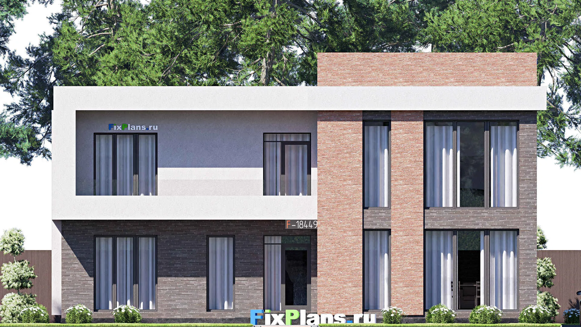 F-18449 - Планы двухэтажного дома 7 на 15, площадью 130 м² с балконом и 4 спальнями