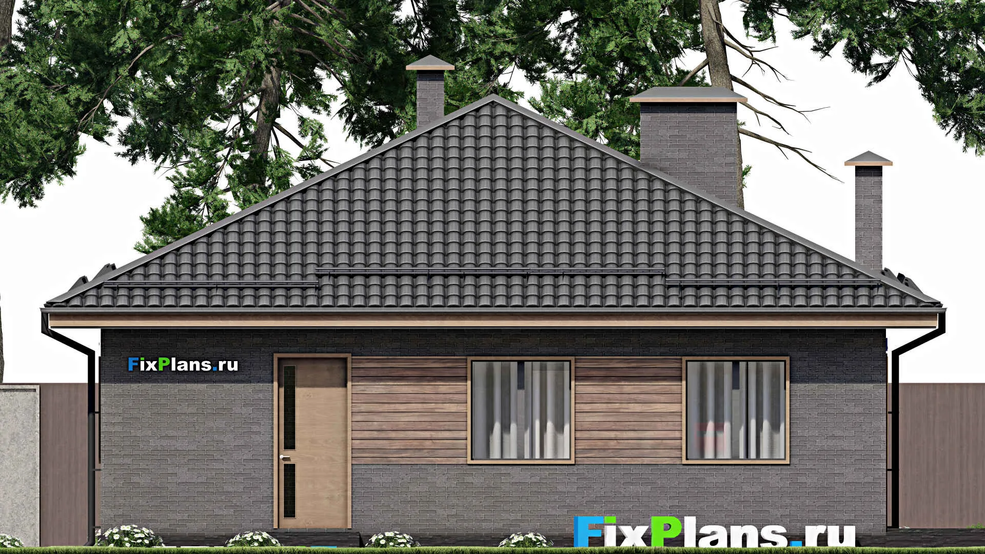 F-4760 - Проект одноэтажного дома 11 на 19, площадью 200 м² с террасой и 5 спальнями