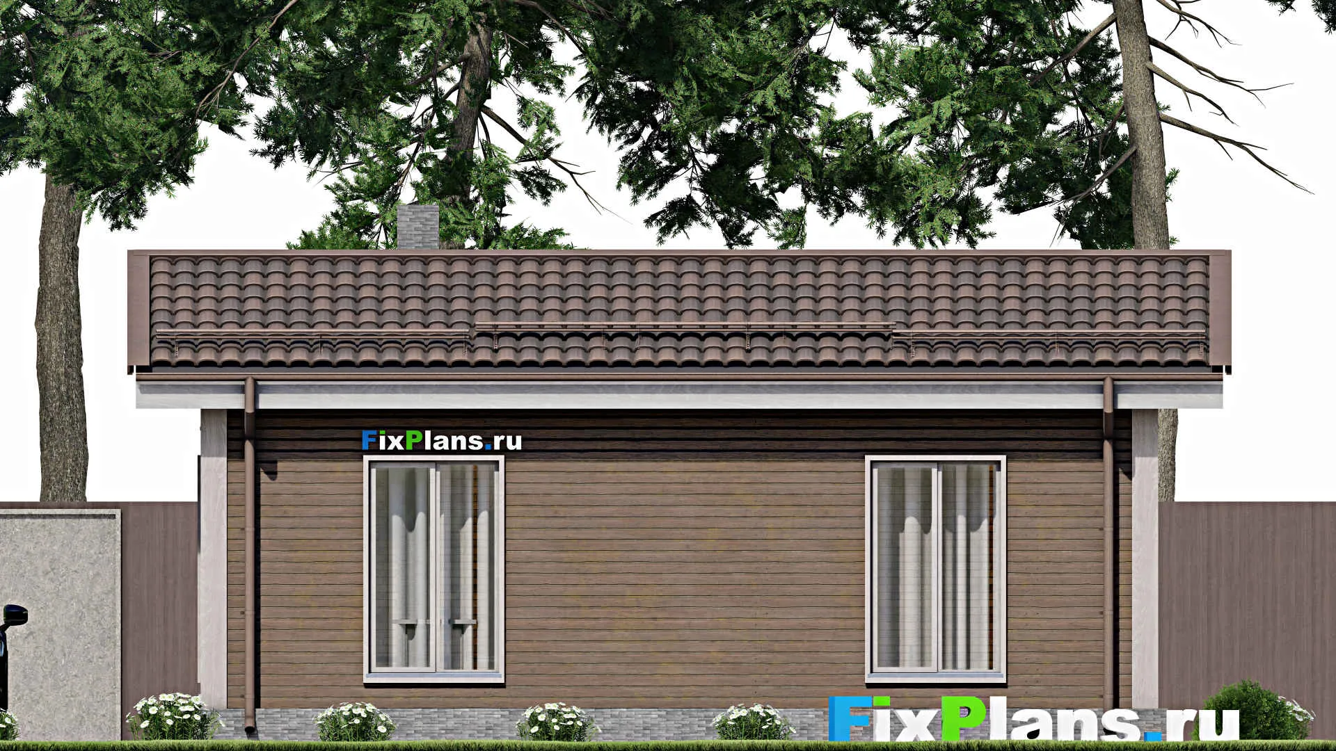 F-7712 - Проект одноэтажного дома 5 на 10, площадью 40 м² с 2 спальнями