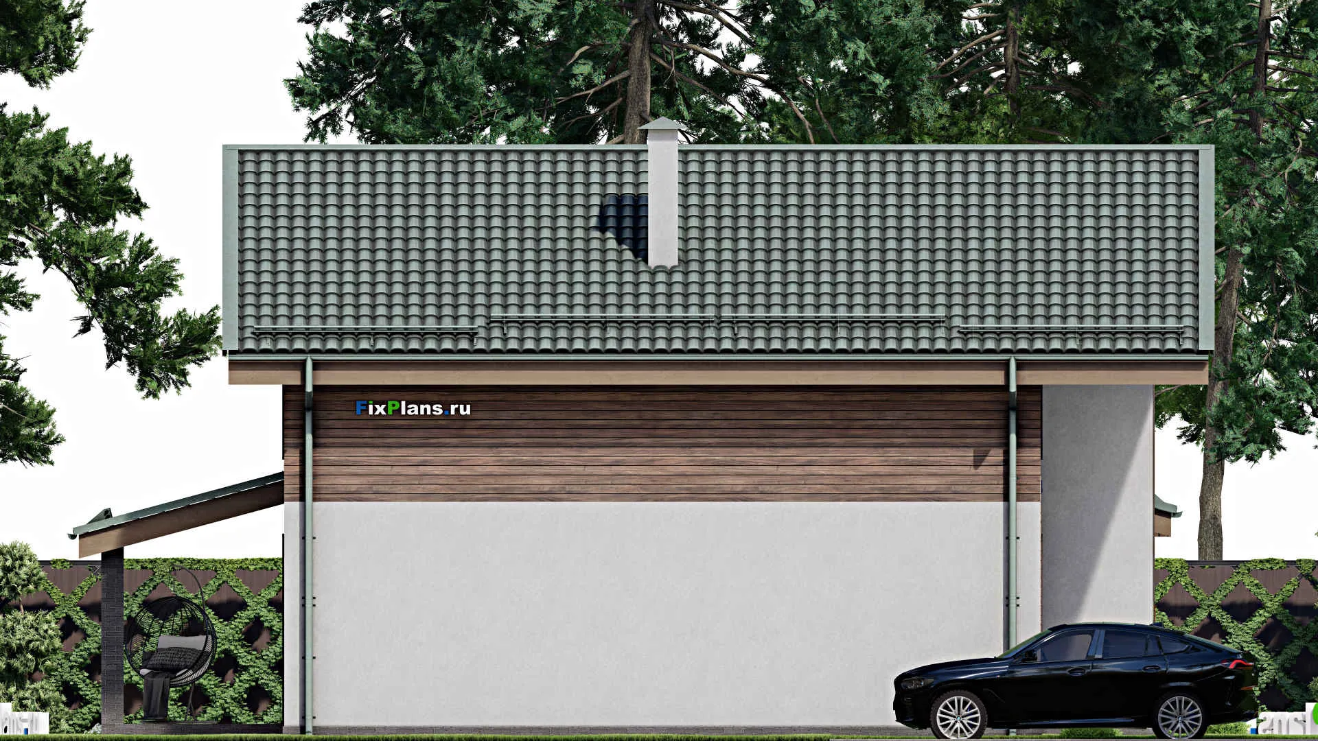 F-6830 - Проект дома с мансардой 12 на 12, площадью 180 м² с террасой и 4 спальнями