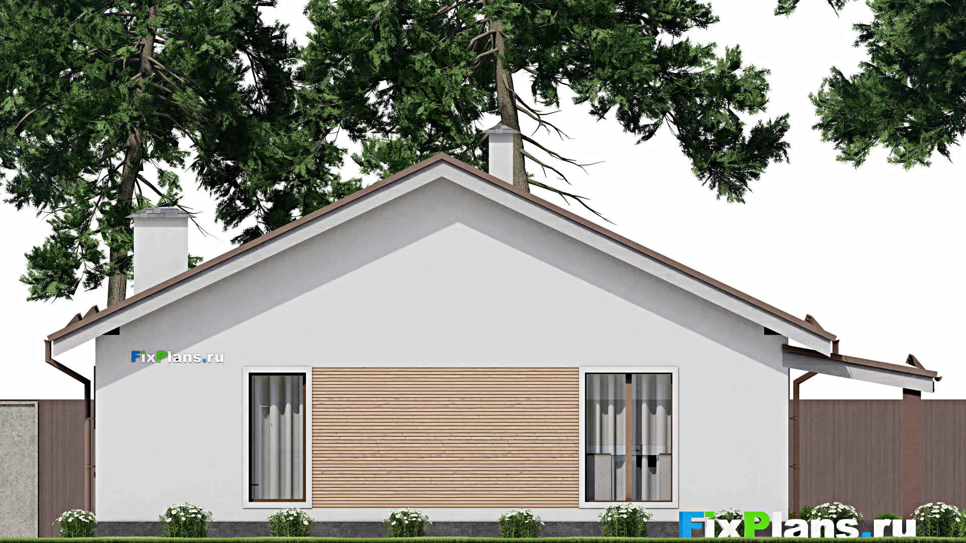 F-10772 - Проект одноэтажного дома 12 на 14, площадью 120 м² с 2 спальнями