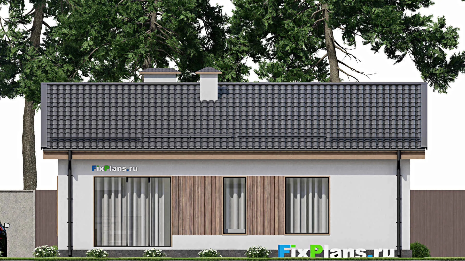 F-10466 - Проект одноэтажного дома 10 на 12, площадью 80 м² с 3 спальнями