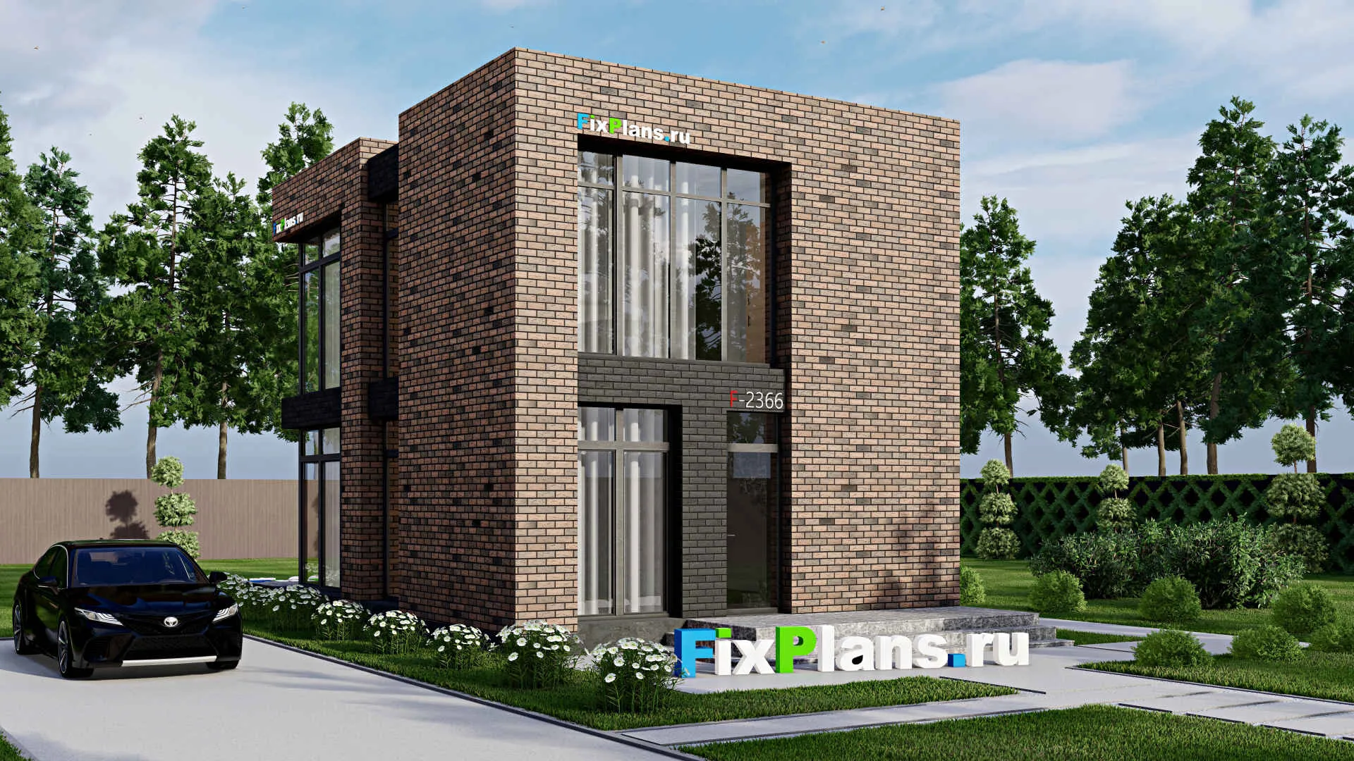 F-2366 - Проект двухэтажного дома 7 на 10, площадью 100 м² с террасой и 3 спальнями