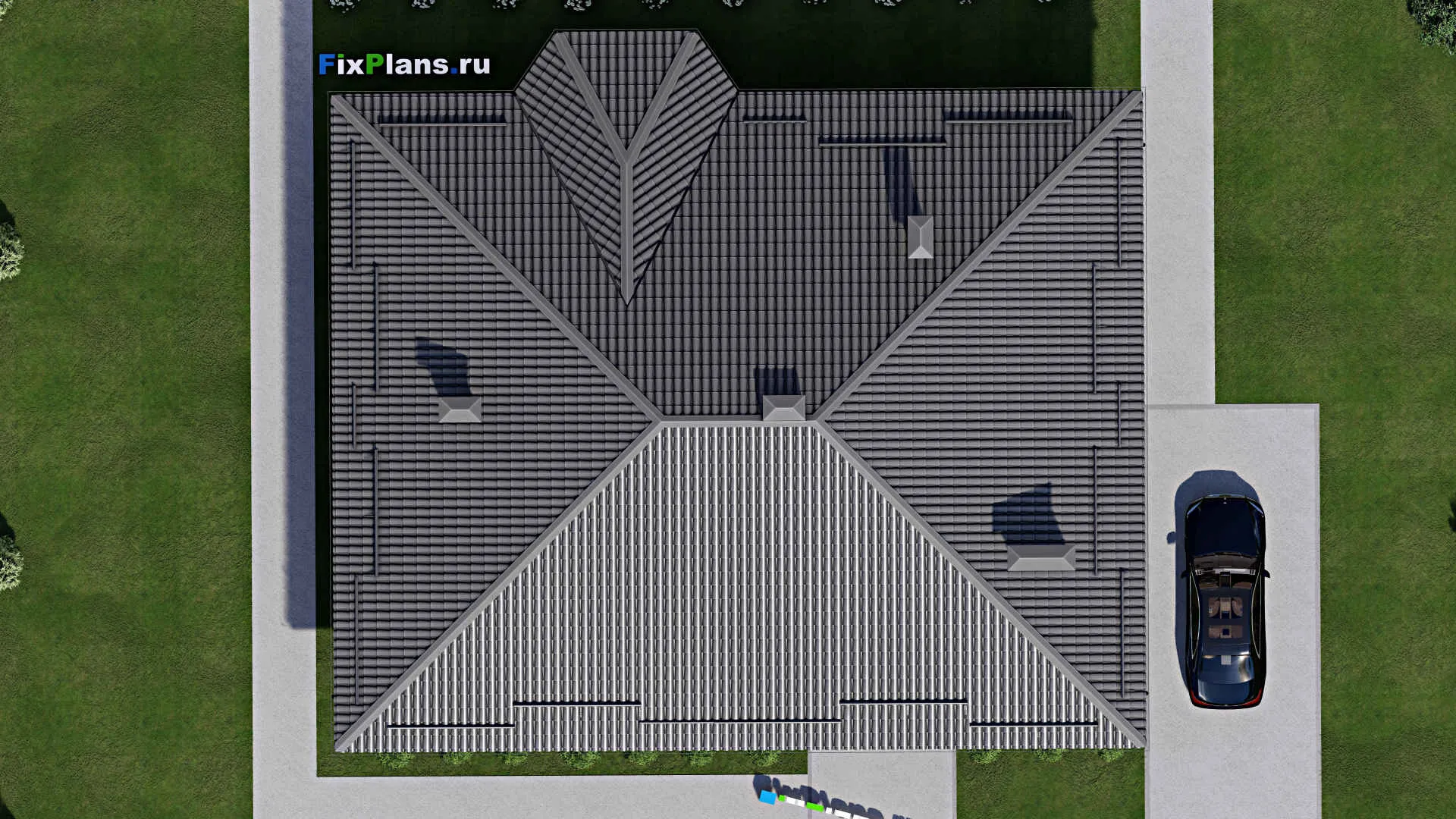 F-4094 - Проект одноэтажного дома 16 на 18, площадью 200 м² с 4 спальнями