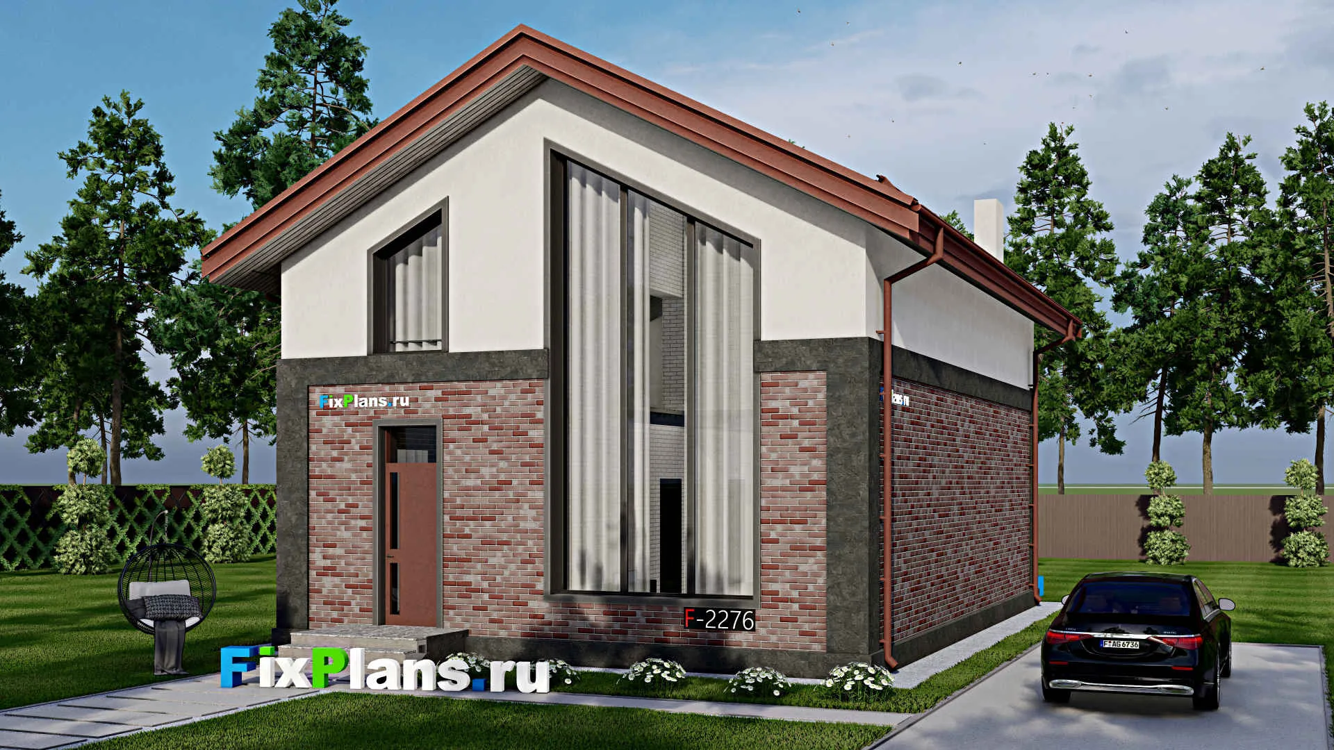 F-2276 - Проект дома с мансардой 9 на 13, площадью 150 м² с 1 спальнями