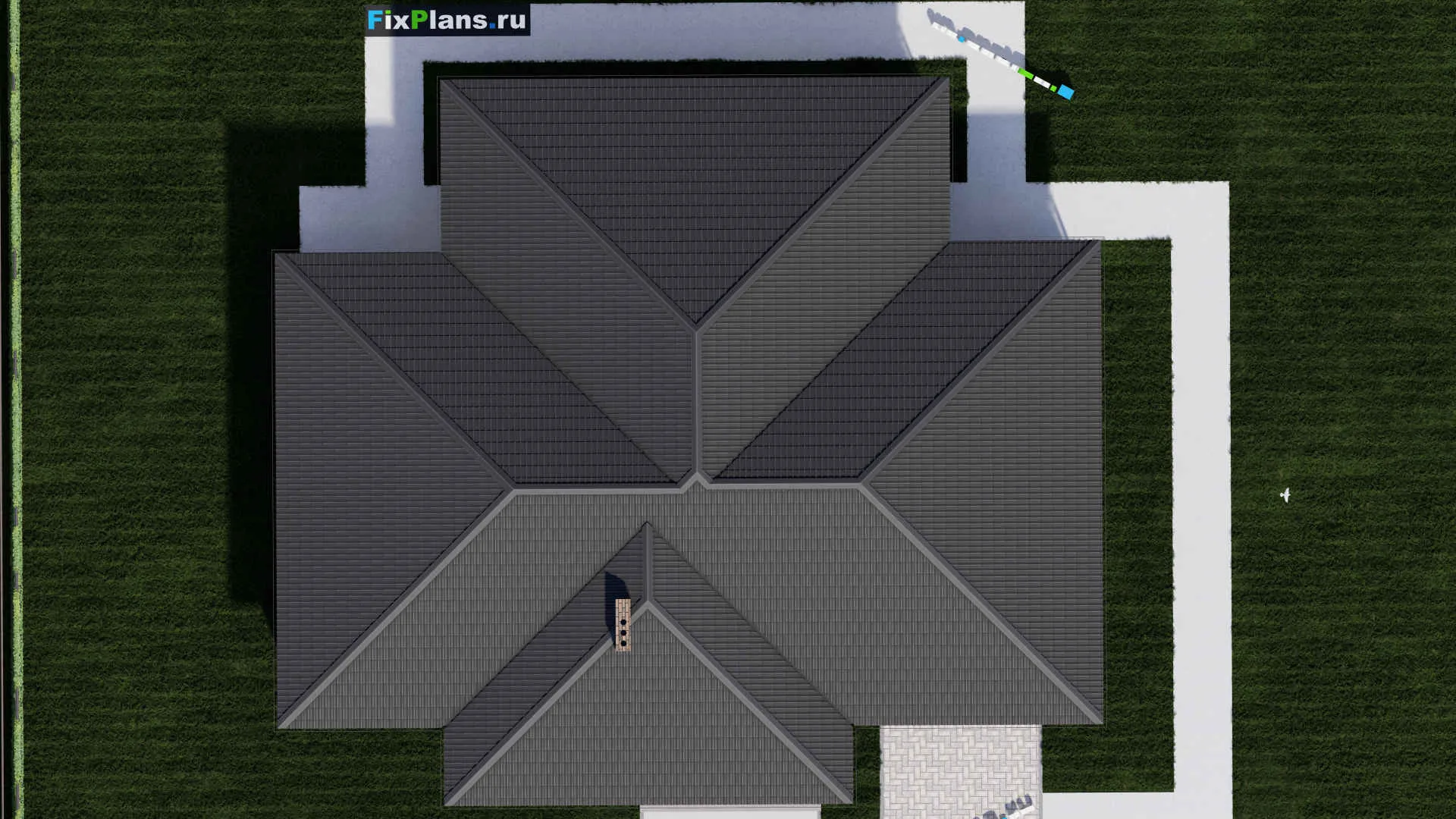 F-0215 - Проект одноэтажного дома 18 на 20, площадью 230 м² с террасой, гаражом на 2 машины и 3 спальнями