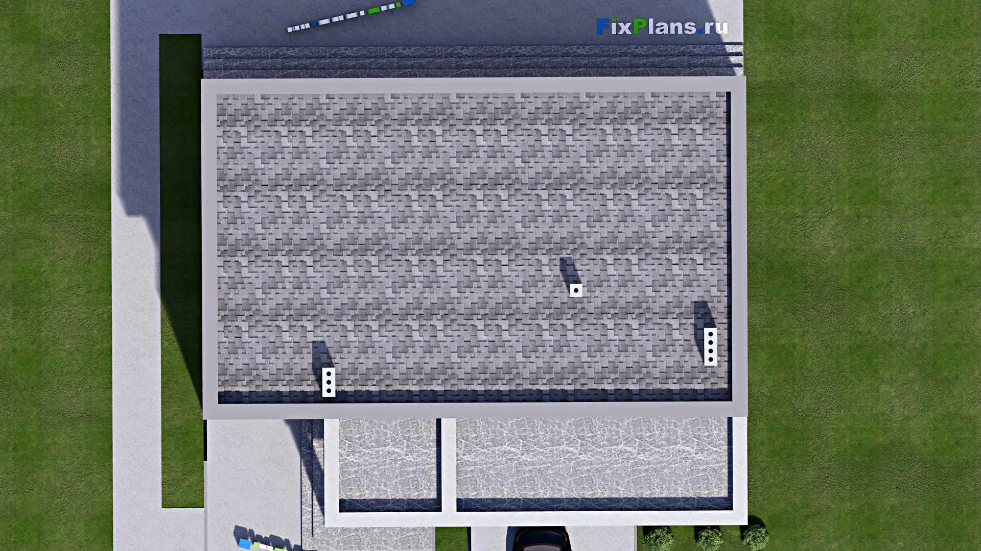 F-16163 - Проект двухэтажного дома 15 на 17, площадью 320 м² с террасой, балконом, гаражом на 2 машины и 4 спальнями