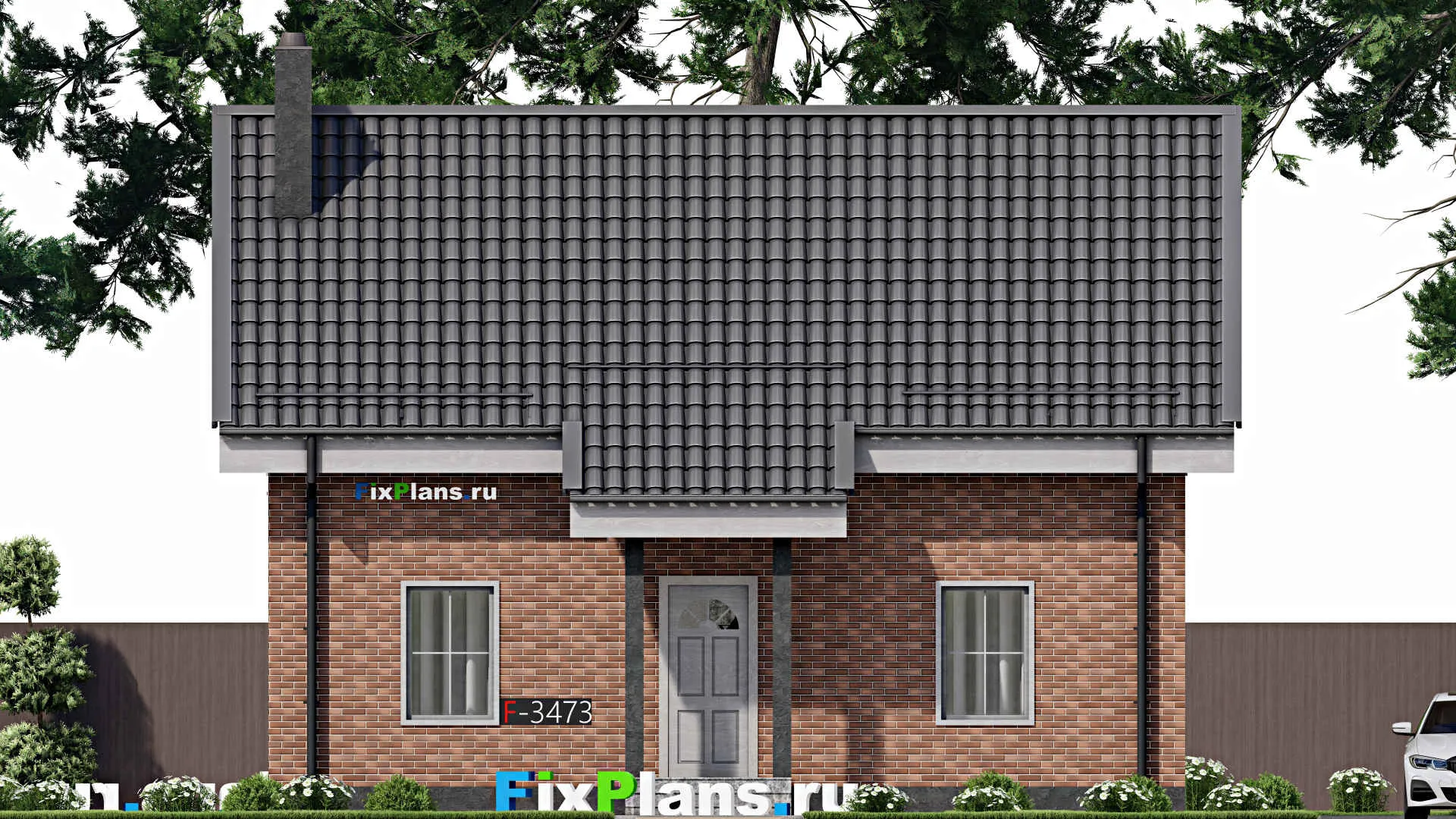 F-3473 - Проект дома с мансардой 7 на 10, площадью 100 м² с 2 спальнями