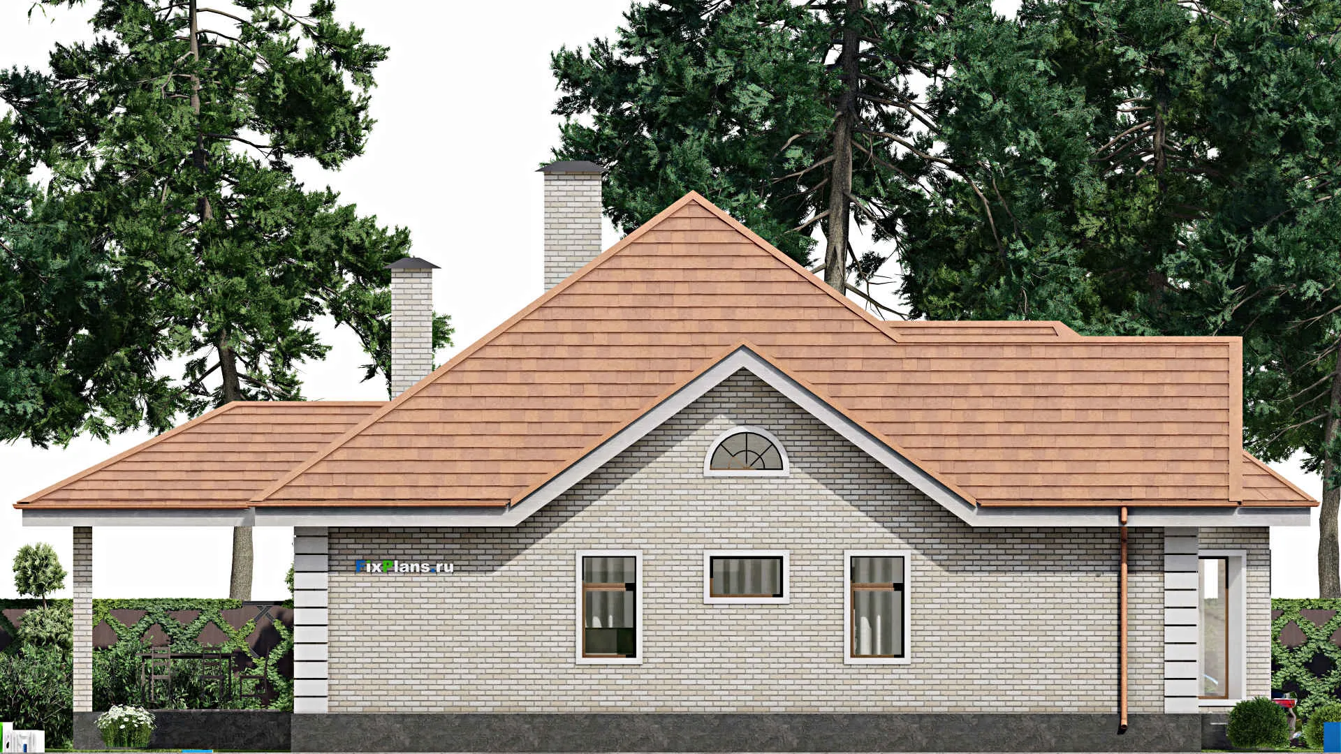 F-10178 - Проект одноэтажного дома 16 на 19, площадью 200 м² с террасой и 3 спальнями