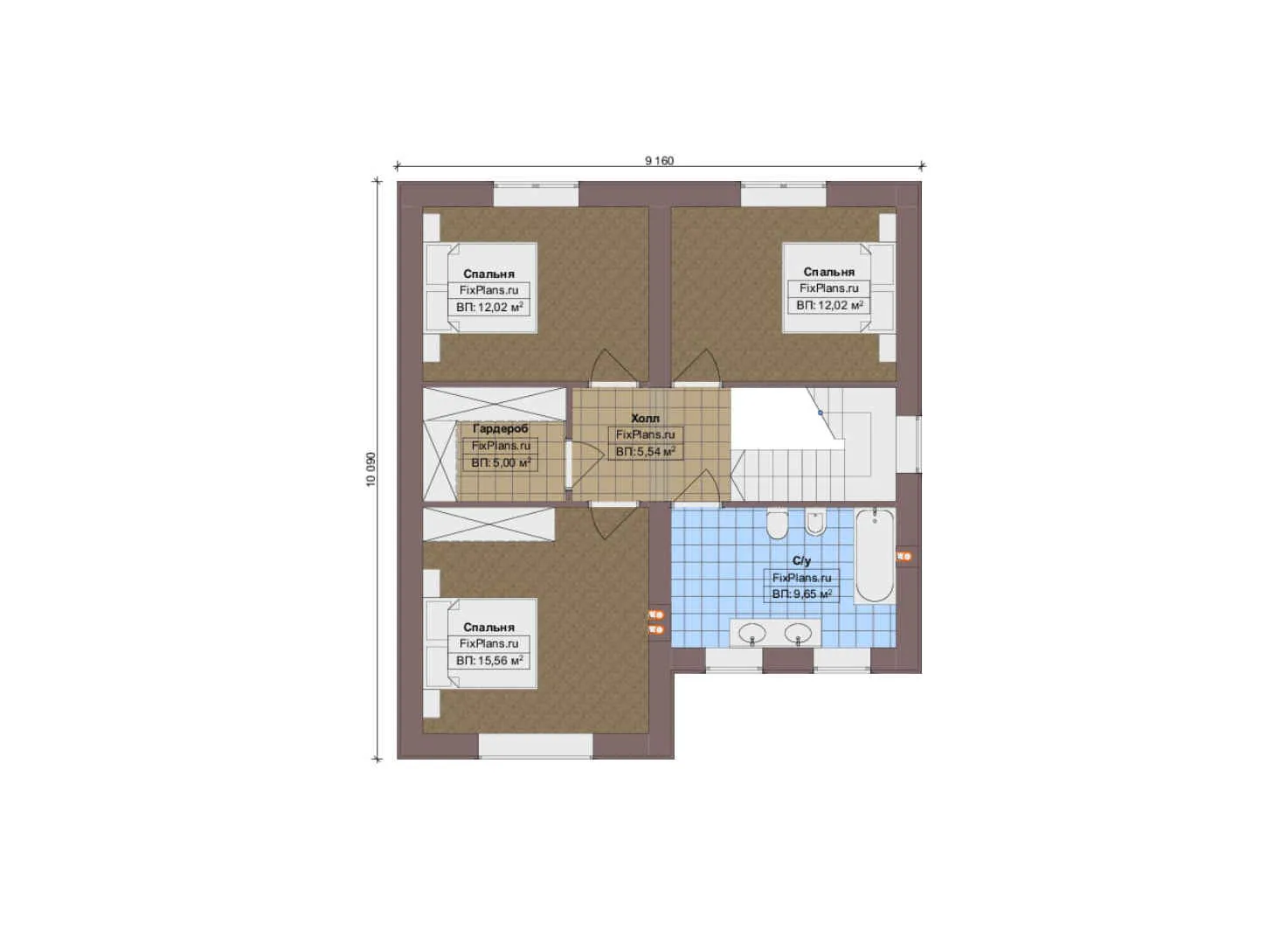 F-17684 - Планы двухэтажного дома 10 на 11, площадью 130 м² с 4 спальнями