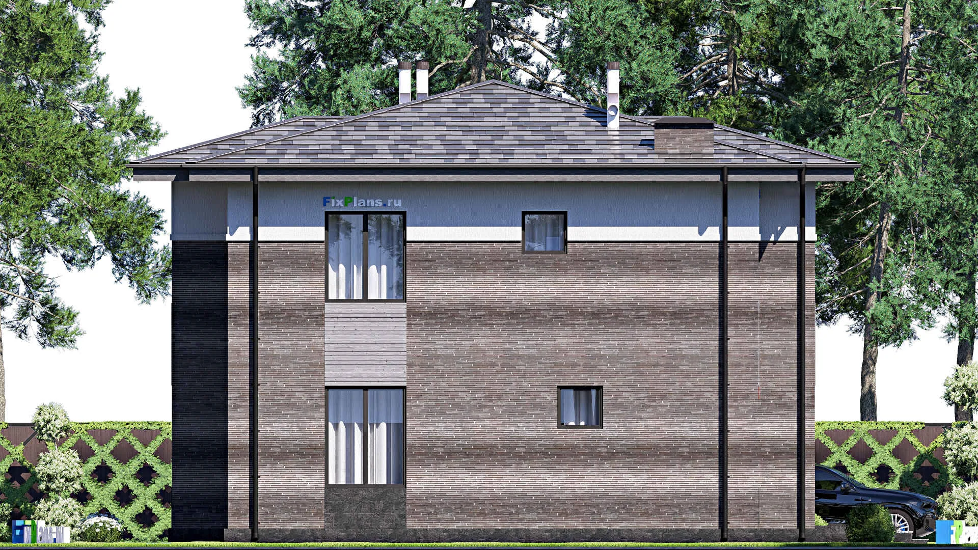 F-17657 - Планы двухэтажного дома 14 на 15, площадью 230 м² с 5 спальнями