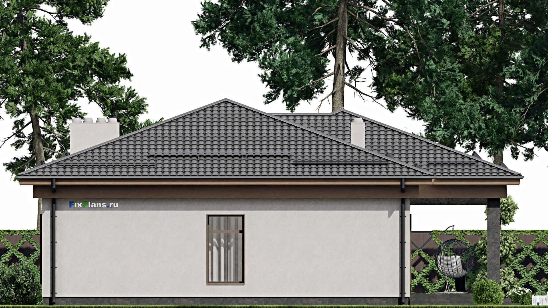 F-2249 - Проект одноэтажного дома 12 на 17, площадью 210 м² с террасой и 3 спальнями