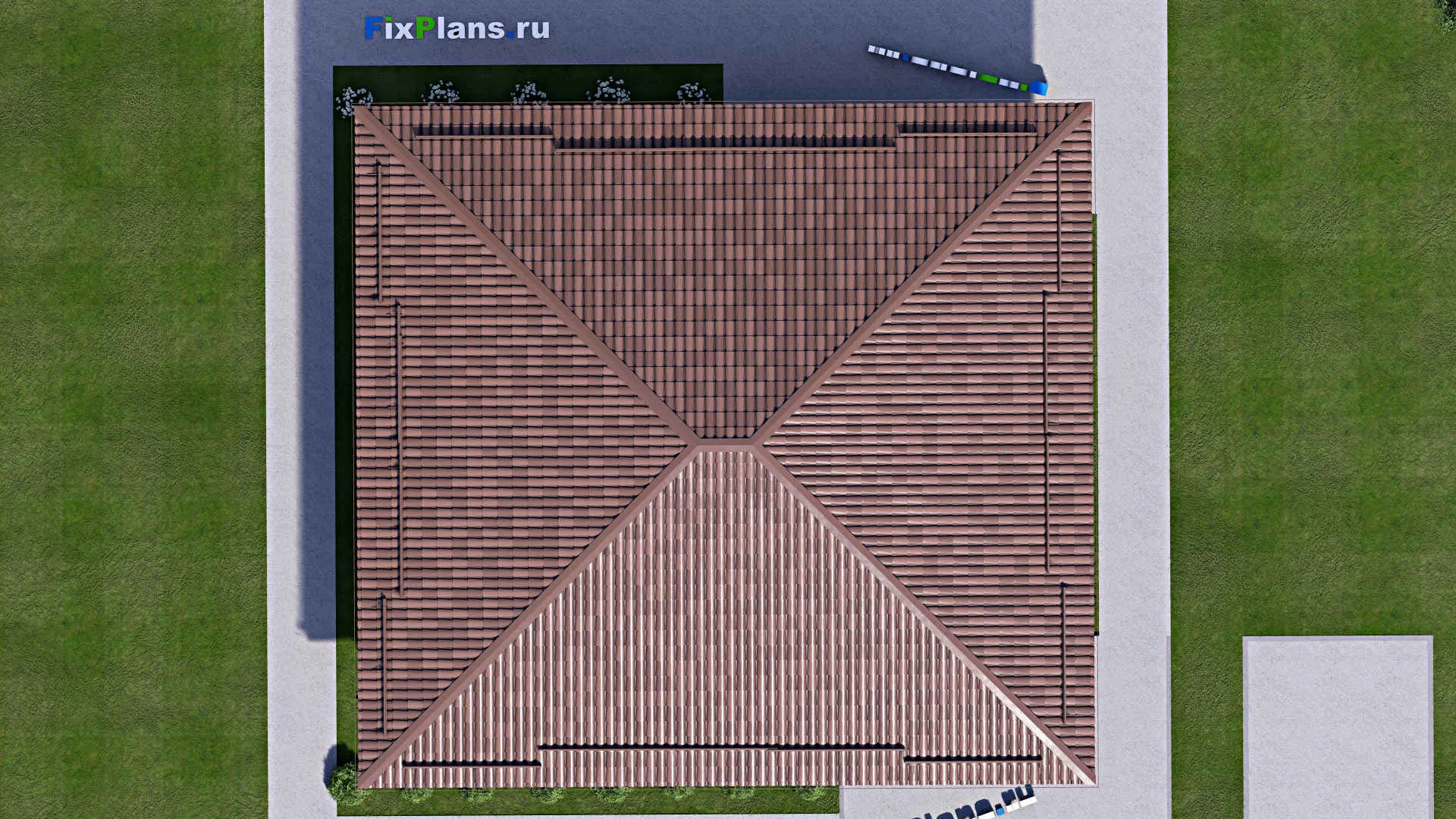 F-14417 - Проект одноэтажного дома 14 на 15, площадью 160 м² с террасой и 3 спальнями