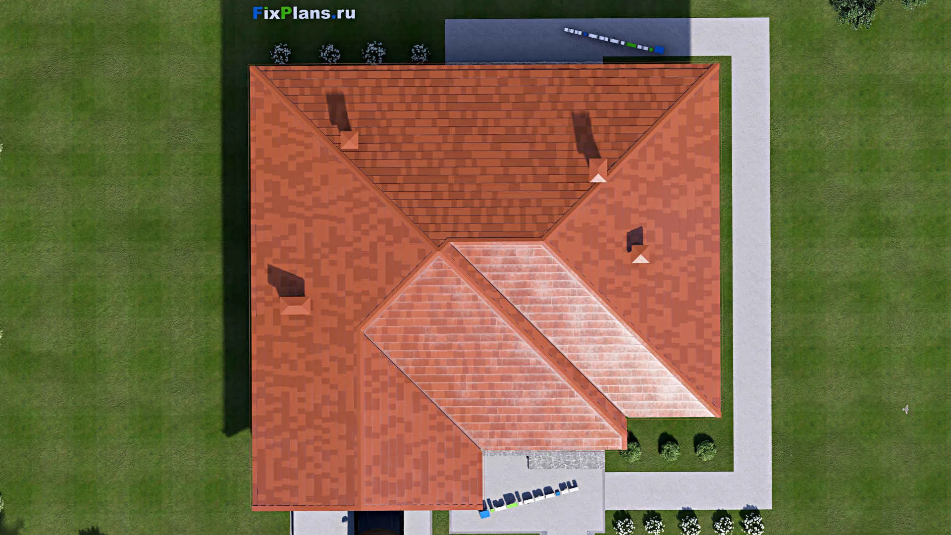 F-16343 - Проект одноэтажного дома 17 на 17, площадью 210 м² с 3 спальнями