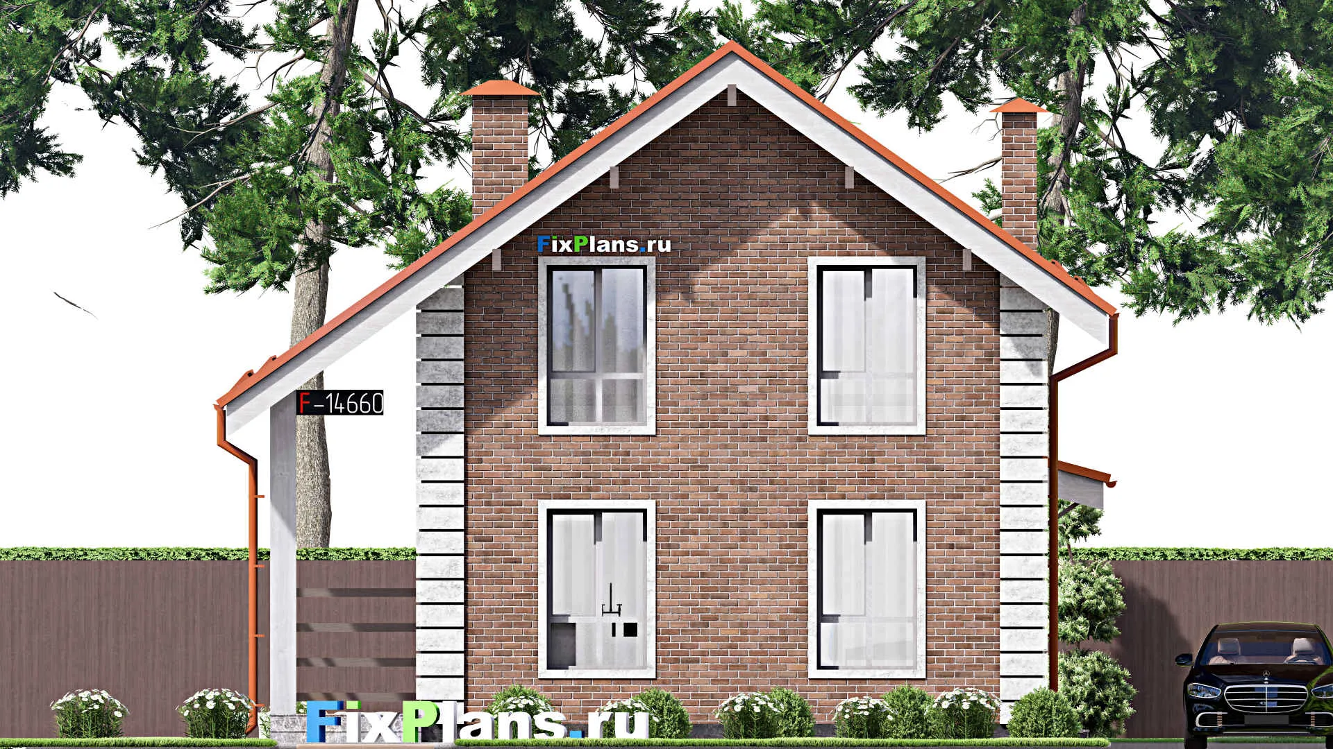 F-14660 - Проект дома с мансардой 9 на 9, площадью 110 м² с террасой и 3 спальнями