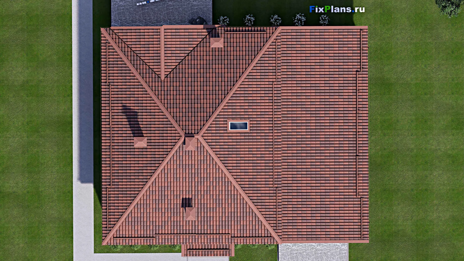 F-12698 - Планы дома с мансардой 19 на 20, площадью 270 м² с террасой, гаражом на 2 машины и 4 спальнями