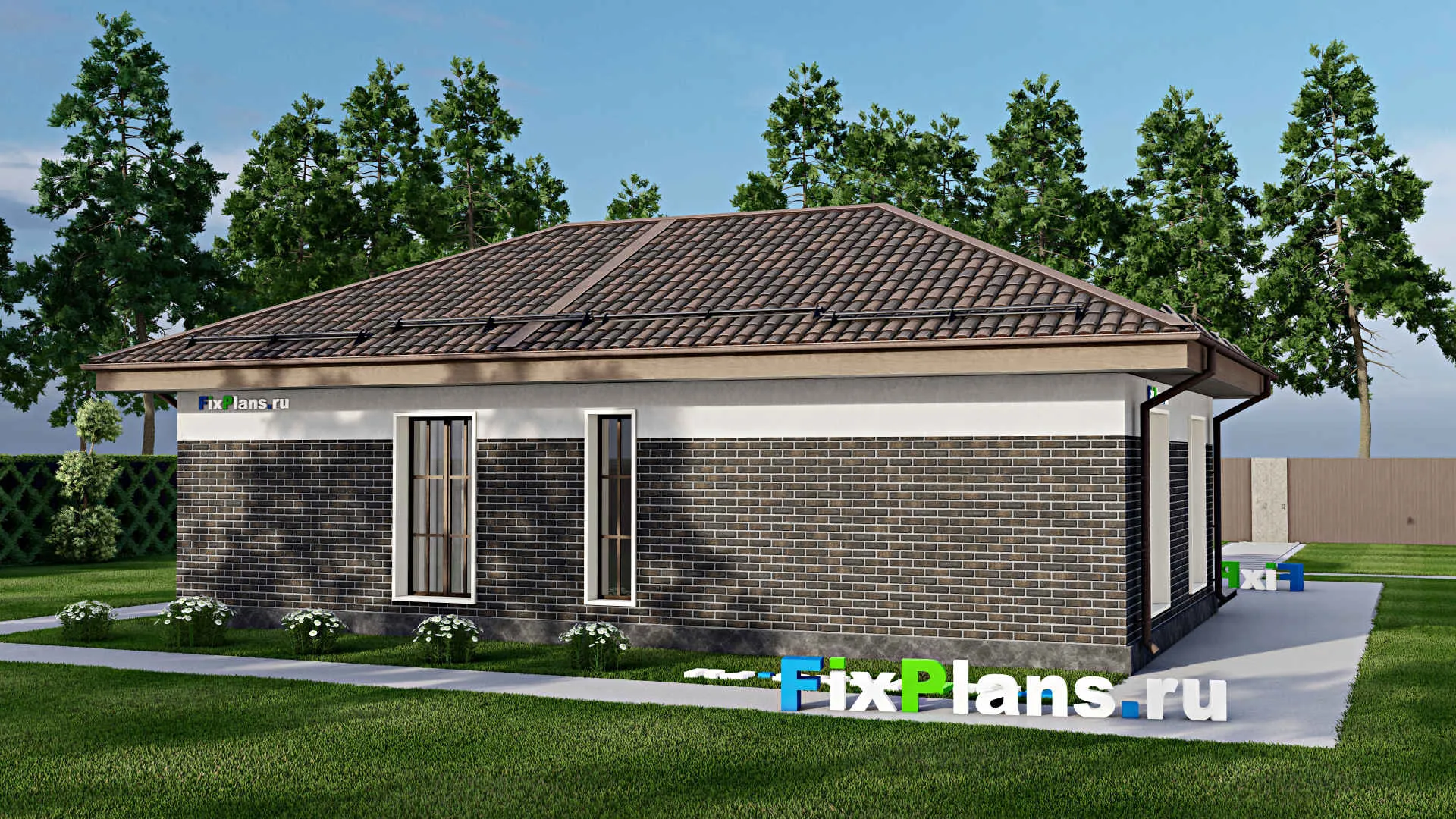 F-6812 - Проект одноэтажного дома 12 на 14, площадью 100 м² с 2 спальнями