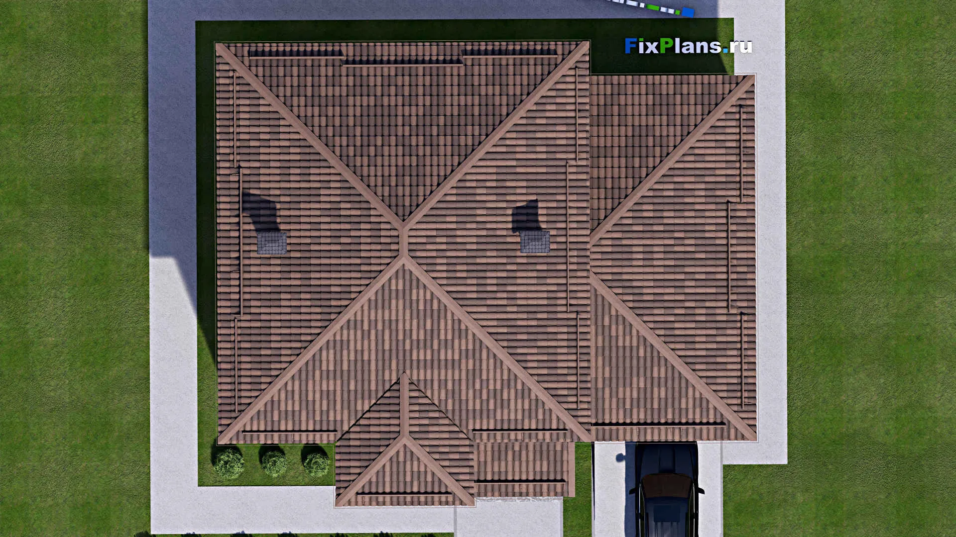 F-16982 - Проект двухэтажного дома 14 на 16, площадью 220 м² с гаражом на 2 машины и 4 спальнями