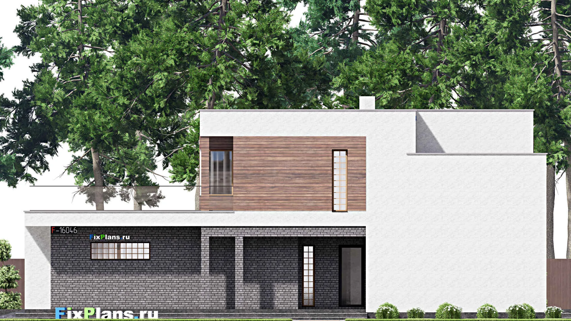 F-16046 - Проект двухэтажного дома 11 на 24, площадью 280 м² с террасой, балконом, гаражом на 2 машины и 3 спальнями