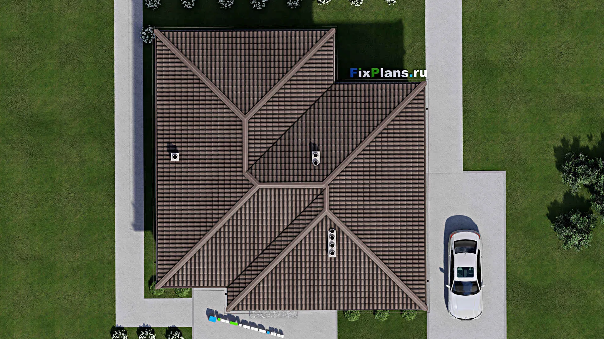 F-3680 - Проект одноэтажного дома 13 на 14, площадью 120 м² с 3 спальнями