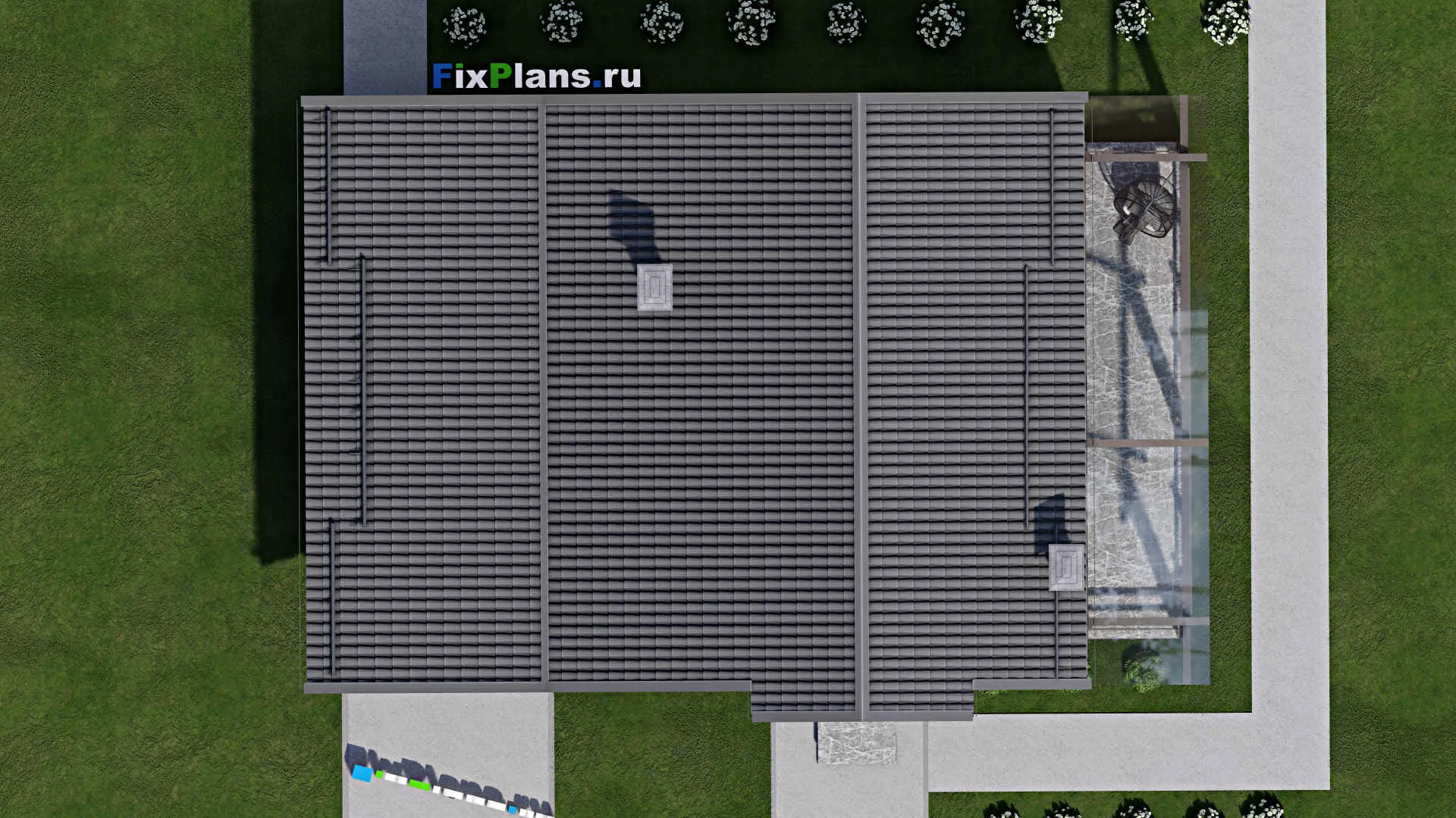 F-3950 - Планы дома с мансардой 10 на 11, площадью 140 м² с террасой, балконом, навесом для машины и 3 спальнями