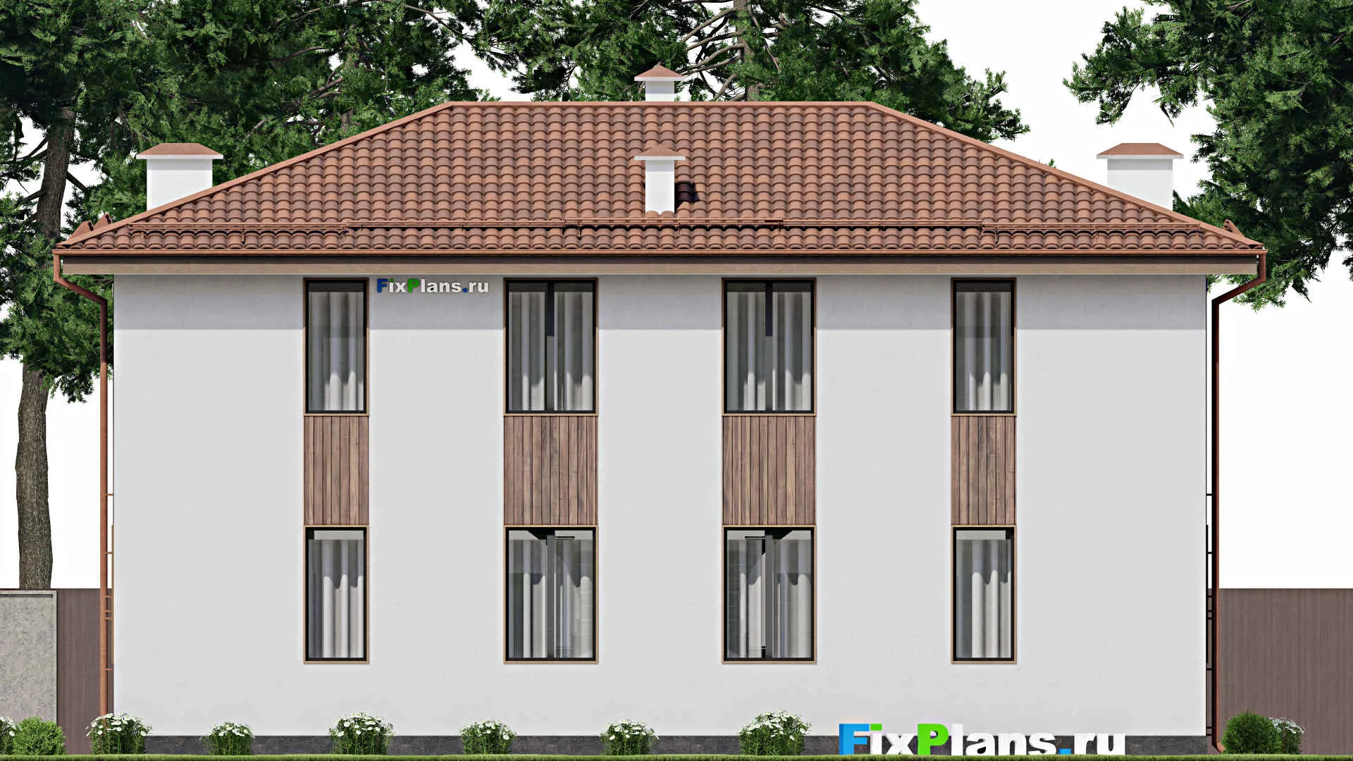 F-7226 - Проект двухэтажного дома 11 на 16, площадью 220 м² с балконом и 10 спальнями