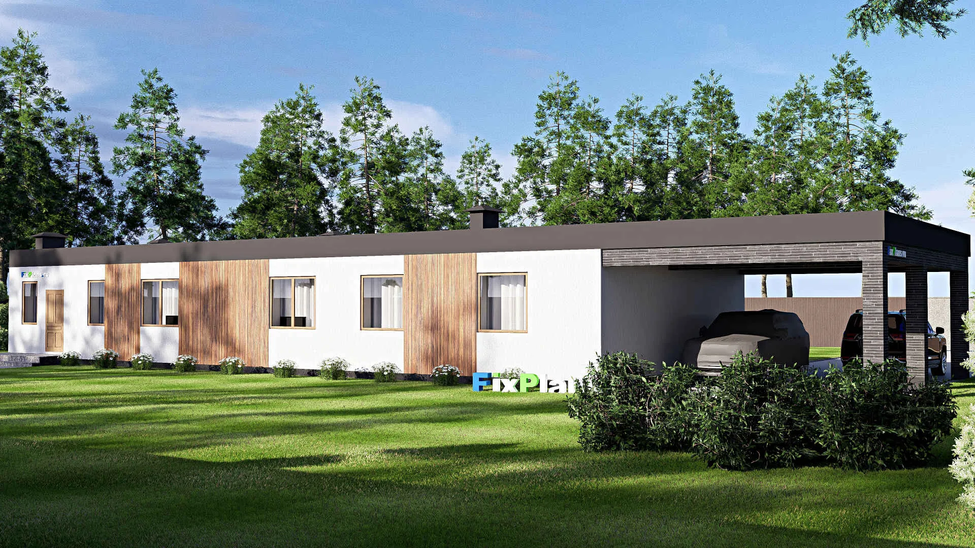 F-17882 - Проект одноэтажного дома 13 на 30, площадью 200 м² с 4 спальнями