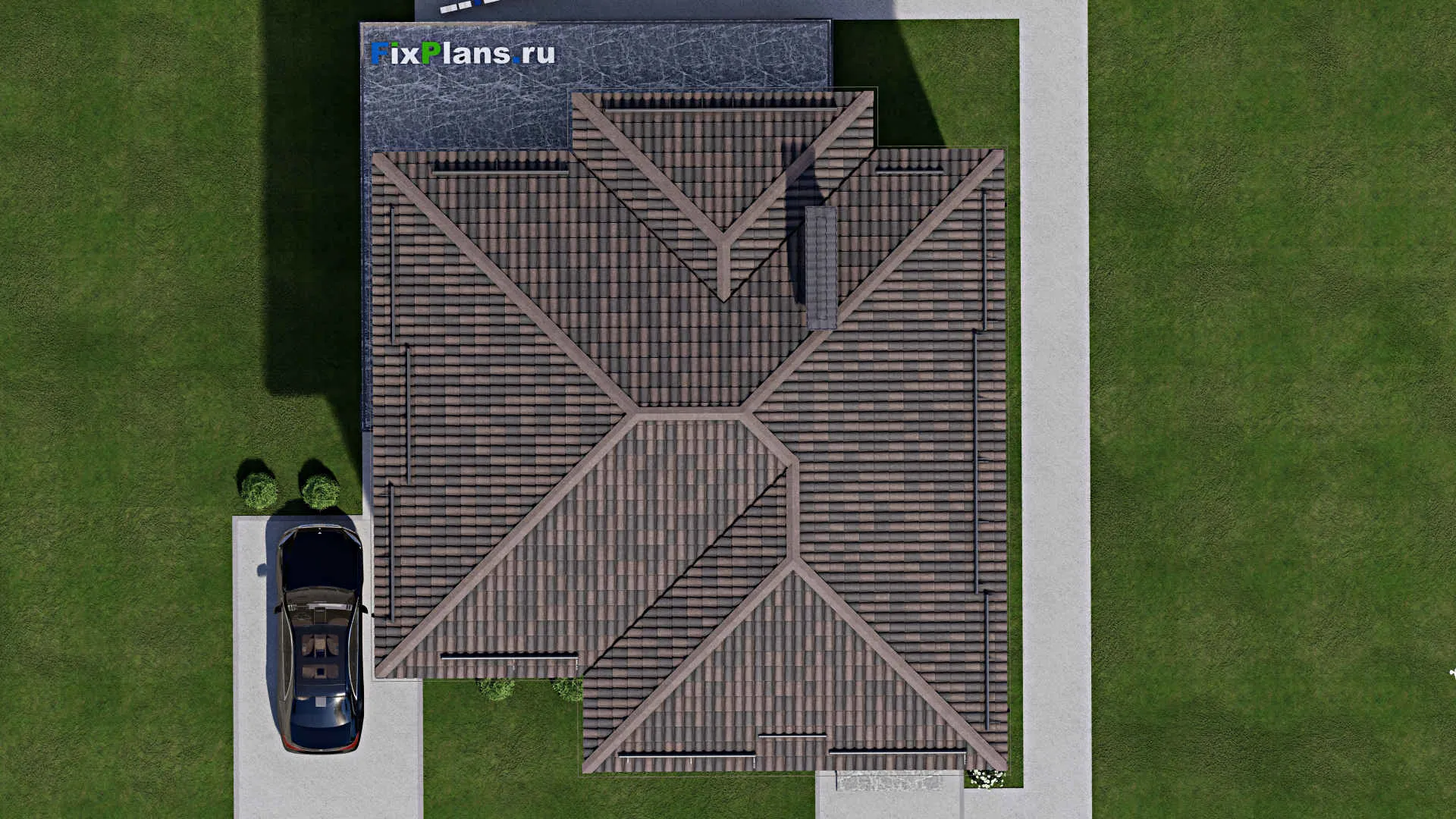 F-7109 - Планы двухэтажного дома 14 на 16, площадью 270 м² с террасой, балконом и 6 спальнями