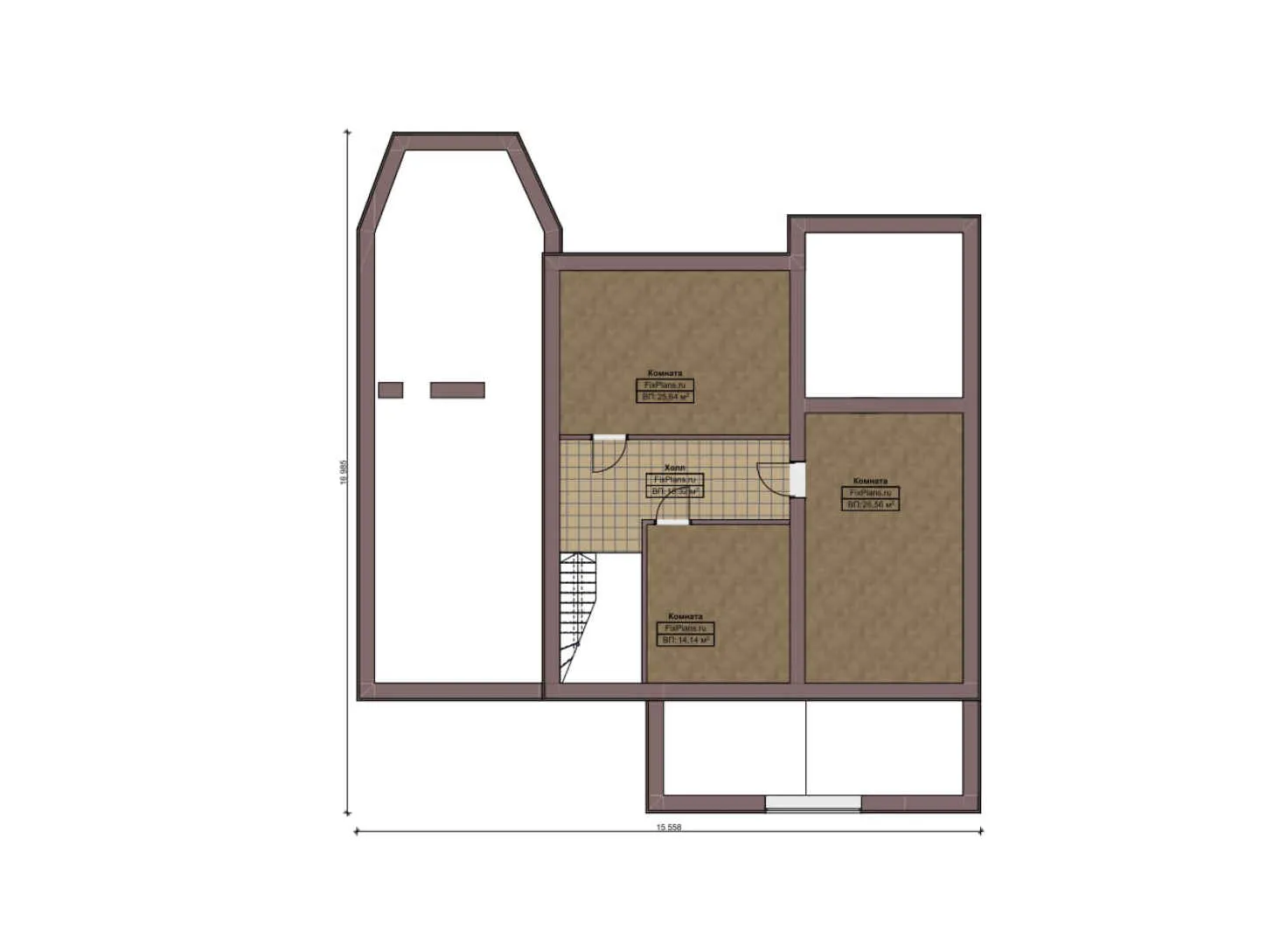 F-10223 - Планы дома с мансардой 18 на 18, площадью 340 м² с террасой, цокольным этажом и 3 спальнями