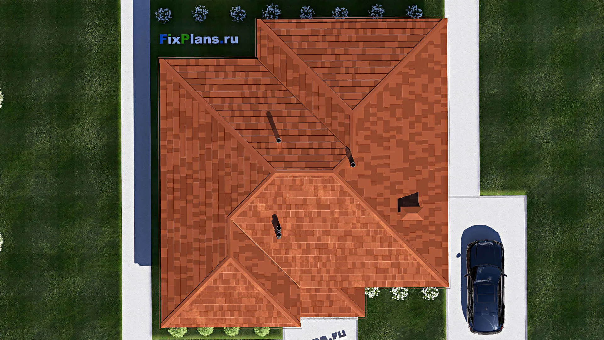 F-17630 - Проект одноэтажного дома 14 на 15, площадью 140 м² с 2 спальнями