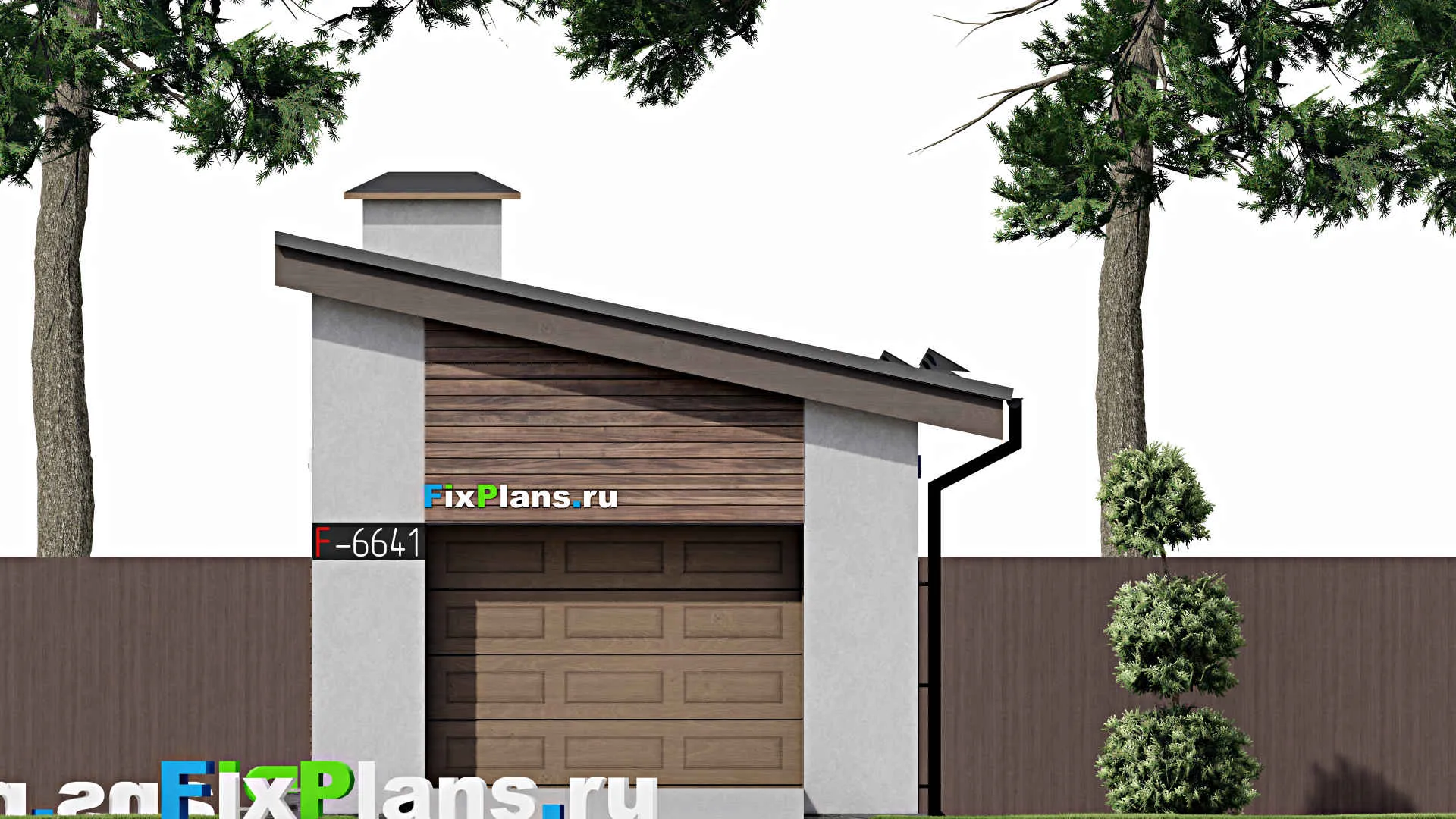 F-6641 - Проект гаража из газобетона 5 на 9, площадью 40 м² на 1 машиноместо