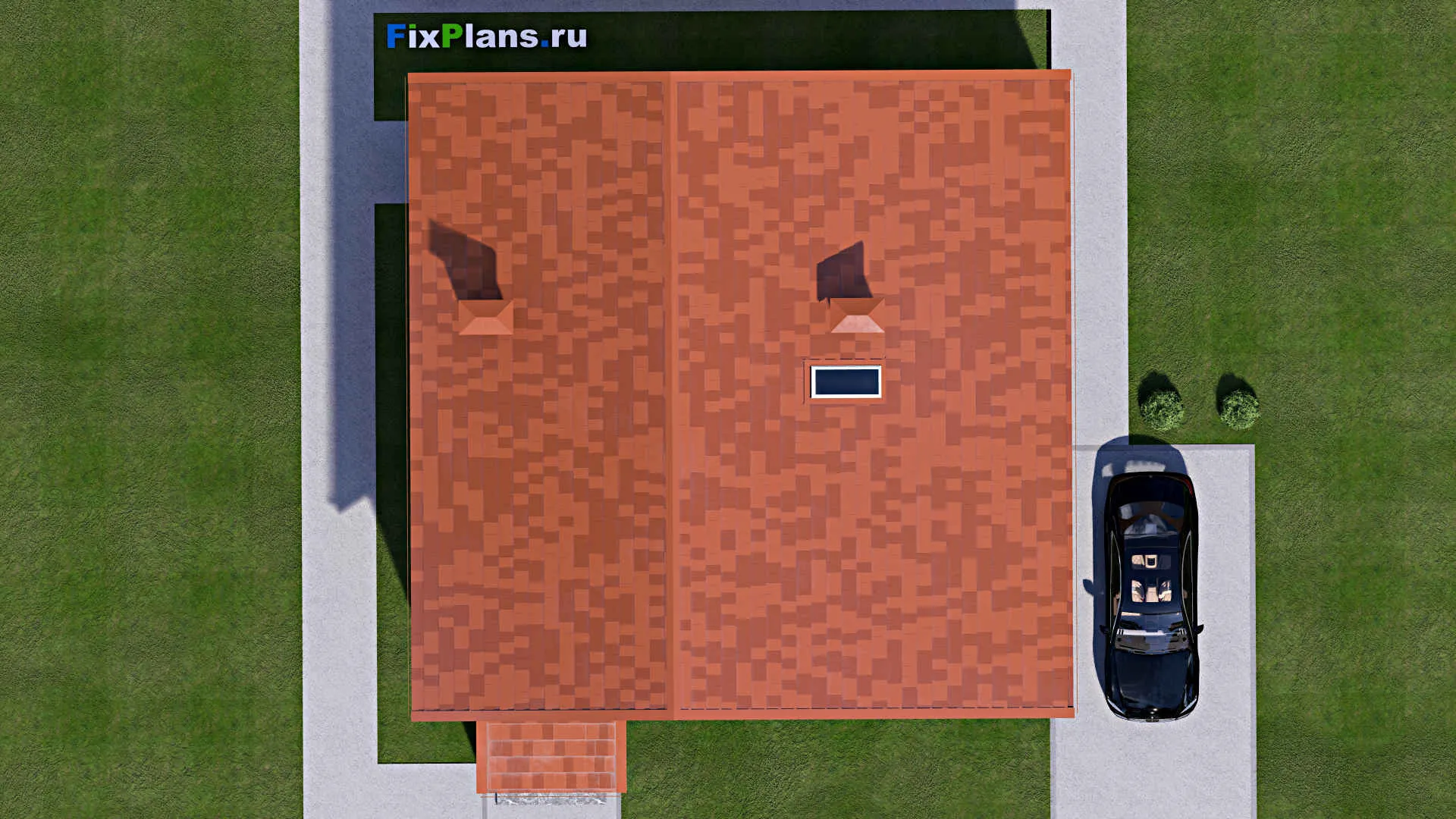 F-14471 - Проект одноэтажного дома 13 на 14, площадью 200 м² с террасой и 5 спальнями